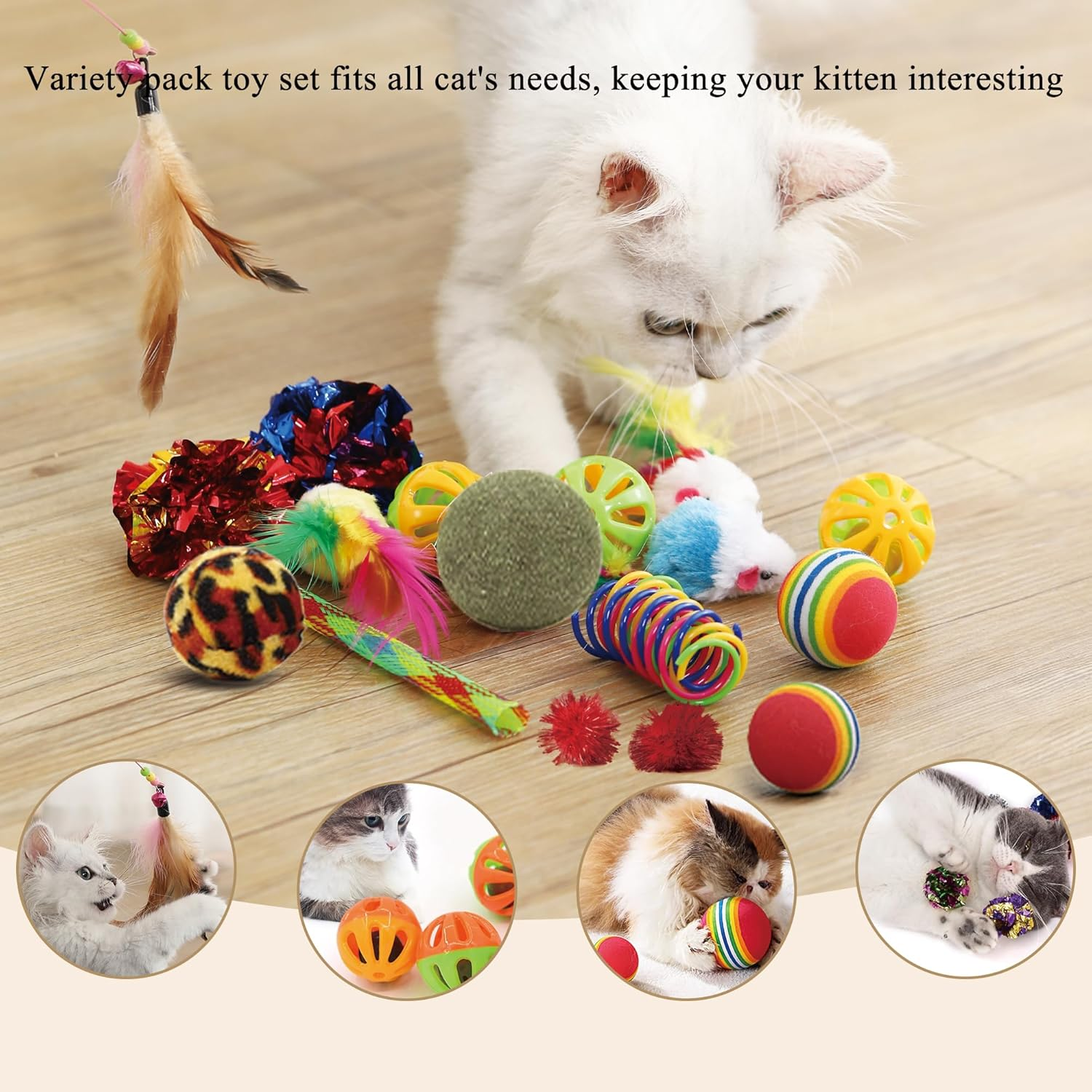 Vealind Pet Interactive Fun Roller Exerciser 3 Level Tower of Tracks Cat Teaser Ball Toy(Pink) image number 4