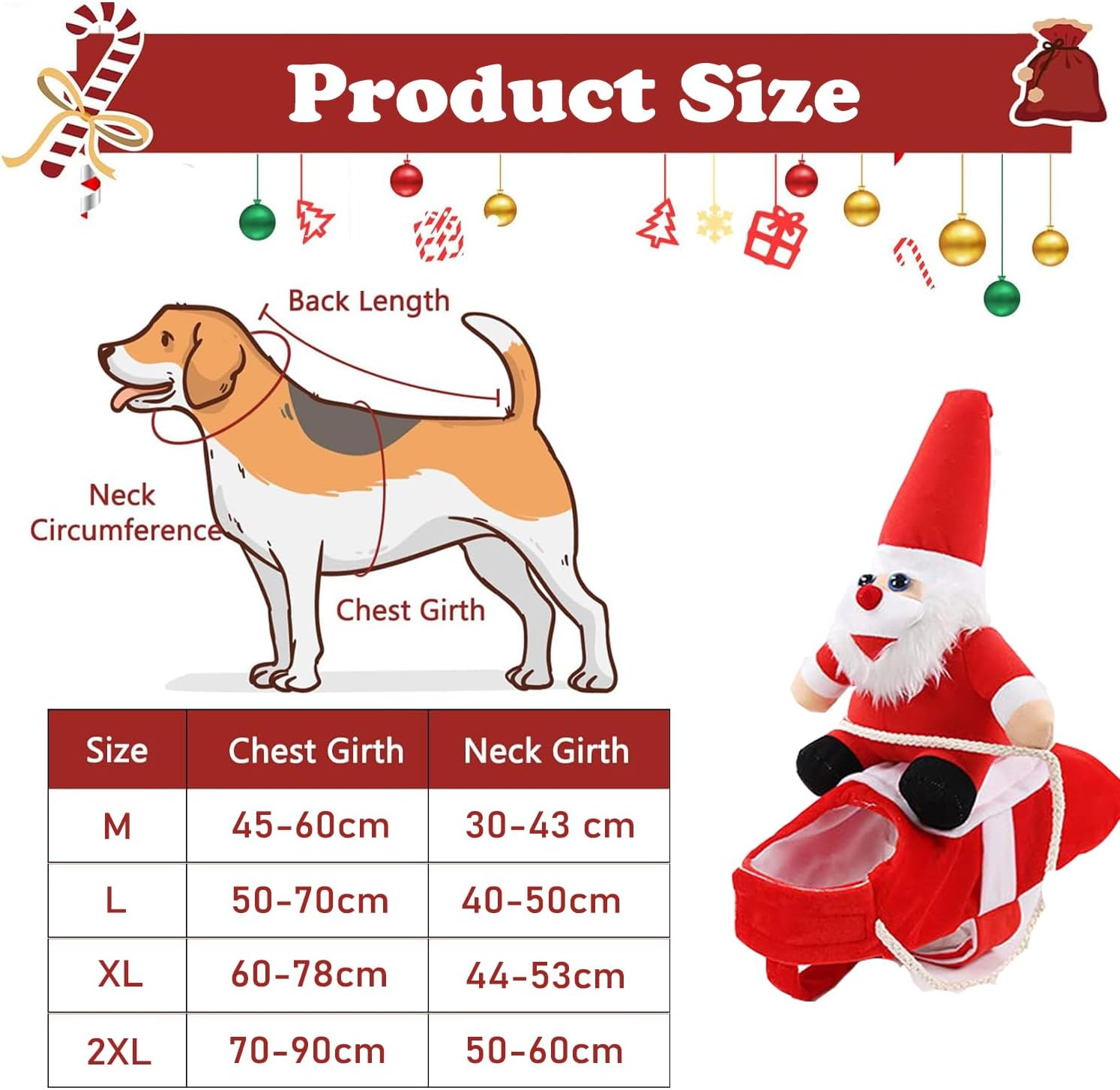 Dog Christmas Costume, Pet Dog Cat Christmas Clothes, Dog Santa Costume, Christmas Pet Clothes, Pet Clothes for Christmas, Party, Birthday (L) image number 6