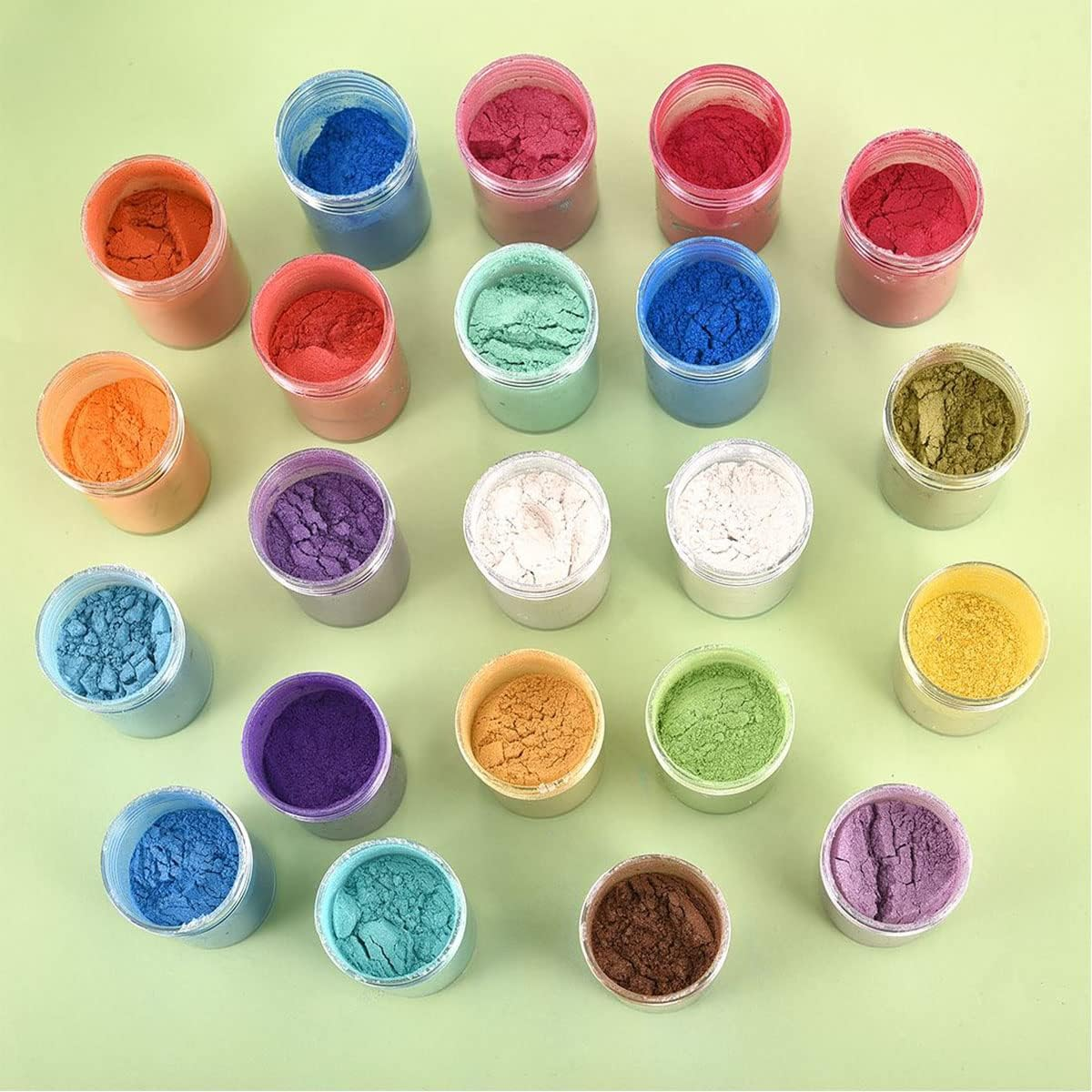 Bilnins 24 Colors Mica Powder Set (10G/0.35Oz Each) for Epoxy Resin, Soap Making, Bath Bombs, Polymer Clay, Tumblers, Makeup, Lip Gloss, Nail Art, Premium Cosmetic Grade Mica Pigment Powder Gift Box