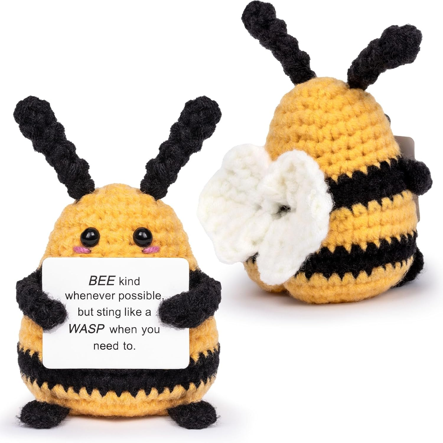 Fun Encouraging Bees Mini Crochet Bee and Positive Affirmation Cards for Inspirational Novelty Gifts and Party Decorations Holiday Gifts image number 2