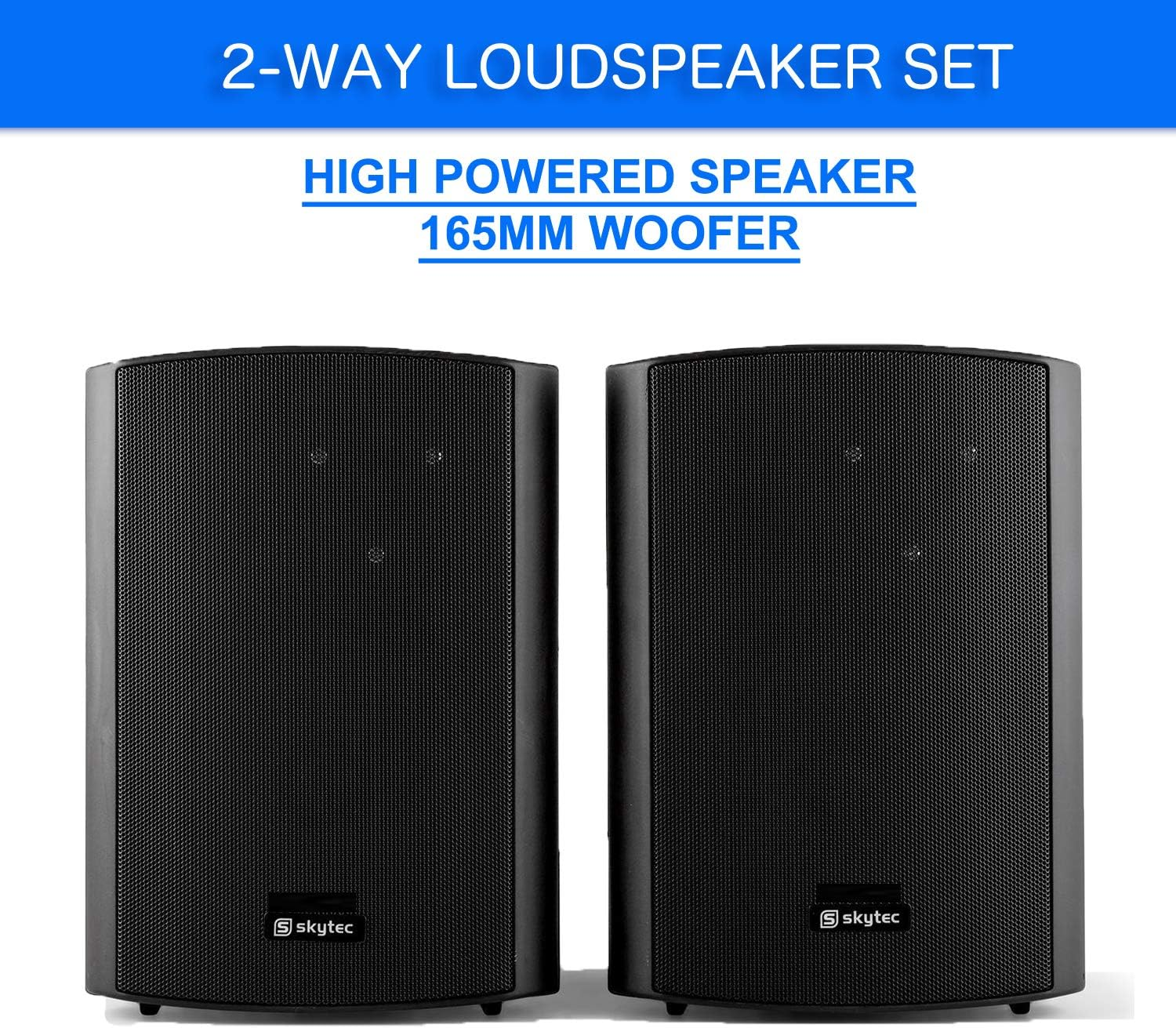 Black Passive Speakers Pair 6.5" 120W Wall Mount Bracket 2 Way Bookshelf Stereo DJ PA image number 2