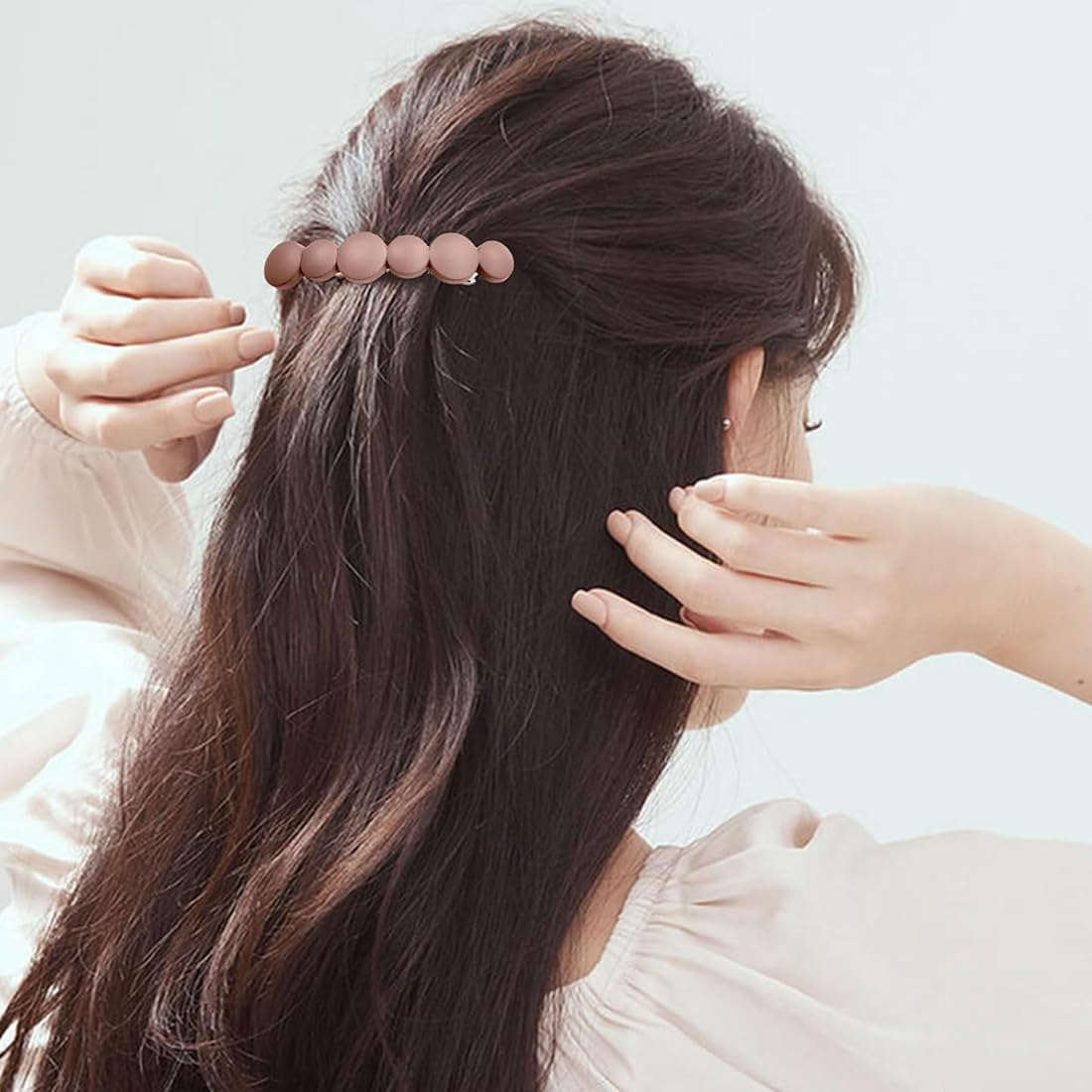 Bangbobi Set of 4 French Hair Clips, Small, Automatic Hair Clip Set Made of High-Quality Acrylic, Vintage Design for Medium to Long Hair image number 1