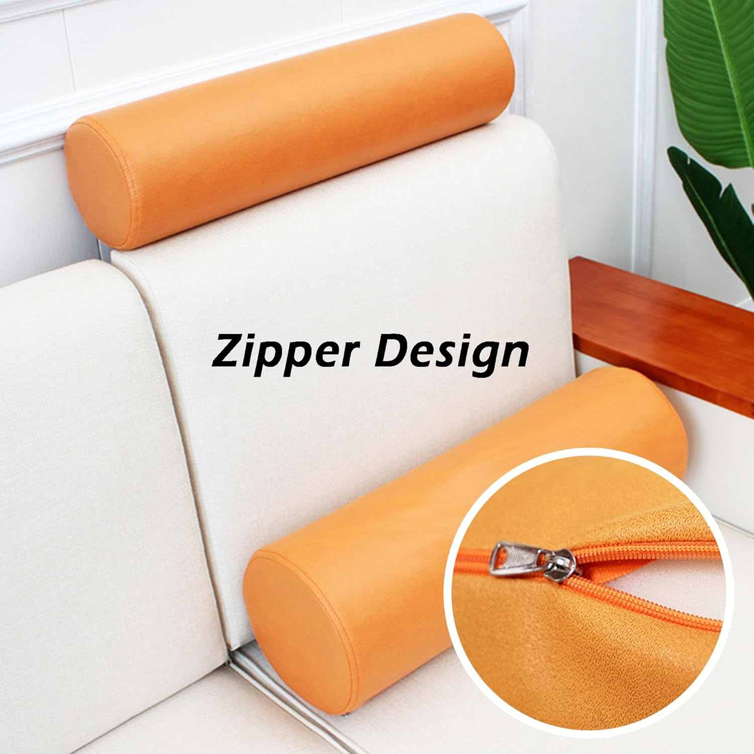 DUOLEH round Head Neck Bolster Pillow, round Roll Cylinder Pillow Back Support Cushions, Waterproof Lumbar Pillow for Sofa/Bed/Car, Headboard Pillow Bed Pillow (40X12Cm,Dark Grey)