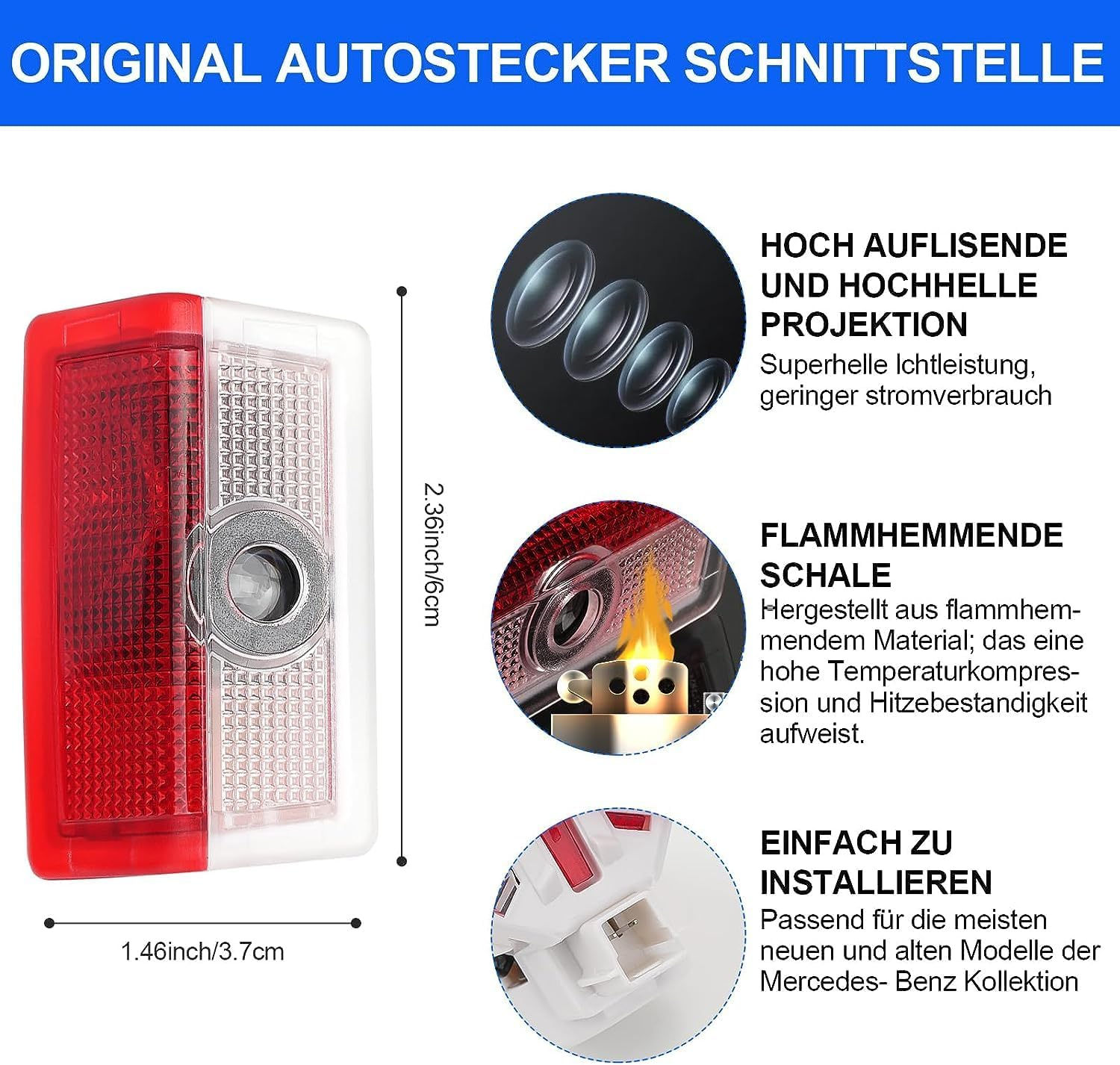 For Mercedes W176 W177 W205 S205 W212 W213 W242 W246 W247 W166 LED Projector Entry Lighting Door Logo Laser Door Light Pack of 2 (Benz-Circle) - Affalter image number 5