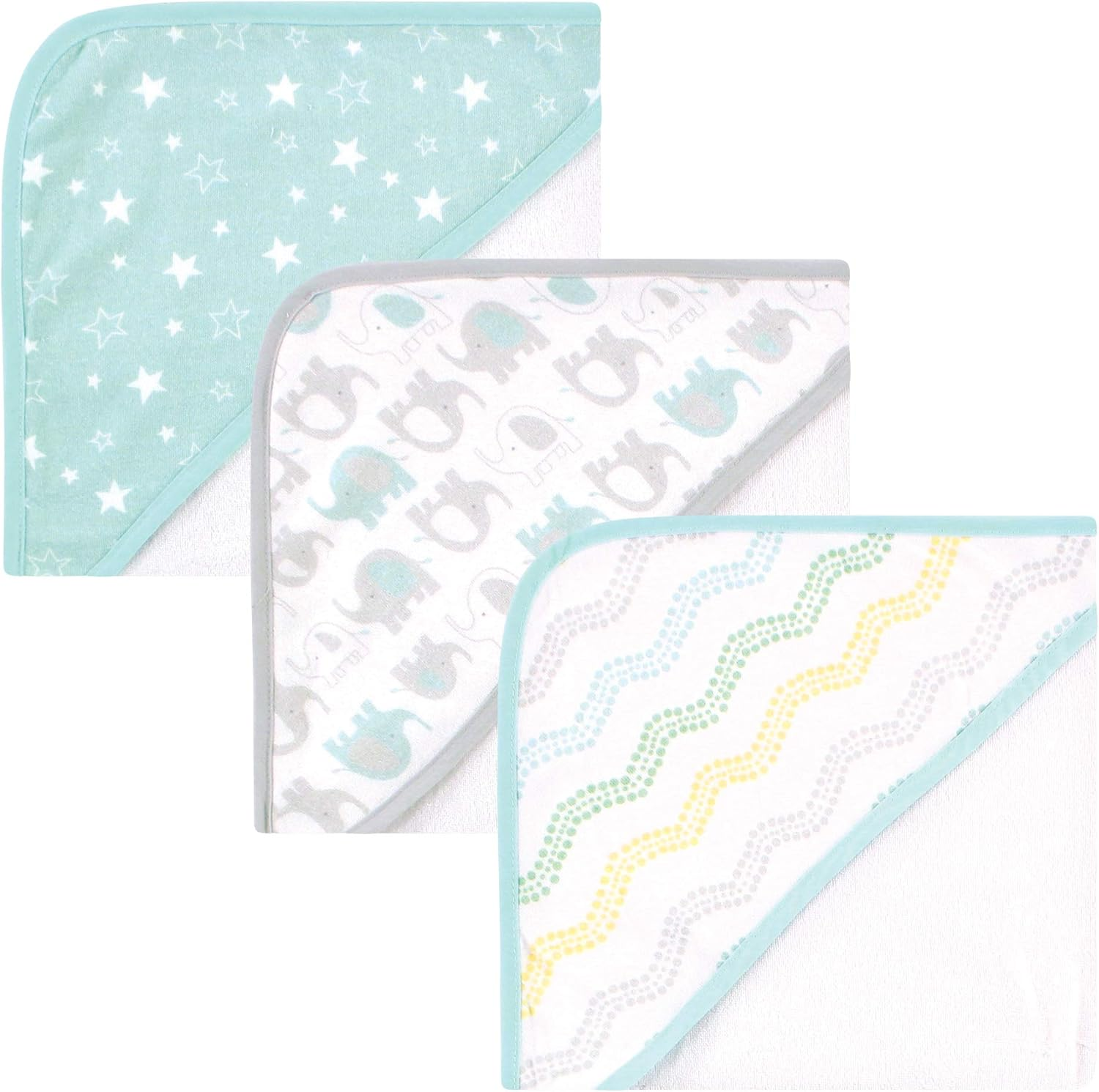 Luvable Friends Unisex Baby Cotton Terry Hooded Towels, Basic Elephant, One Size