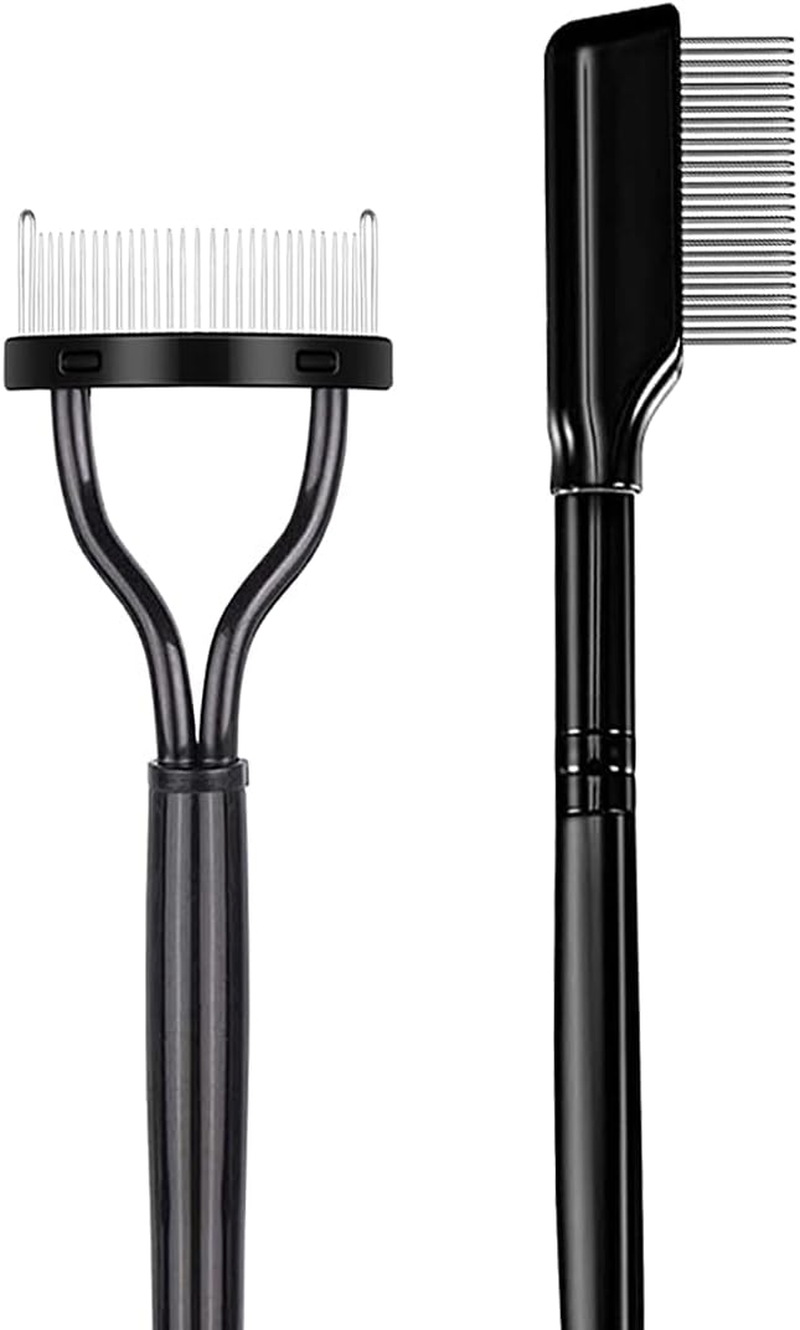 2Pcs Eyelash Separator, Eyelash Comb Lash Brush Separator, Lash Comb Eyelashes Curler Makeup Mascara Applicator, Eye Makeup Brush Tools, Metal Teeth Eyelashes Grooming Tool
