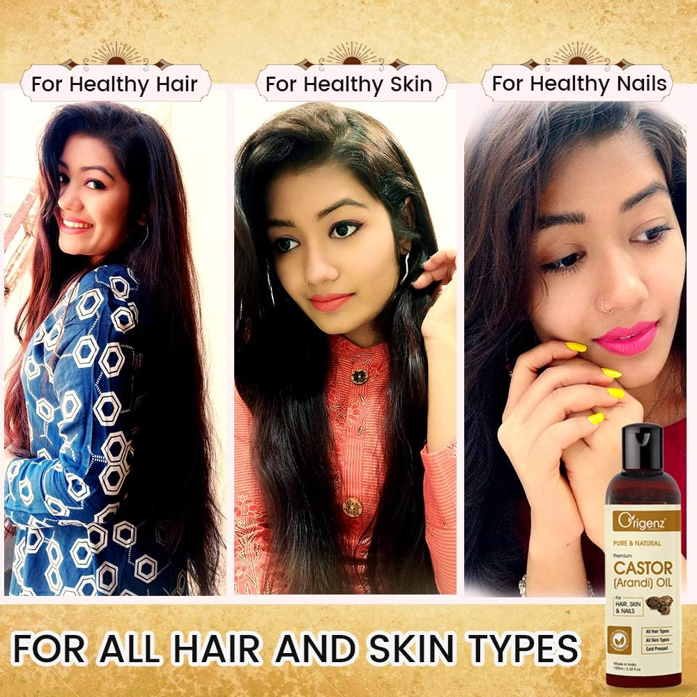Origenz Premium Castor Oil for Hair & Skin 100Ml (Pack of 1)