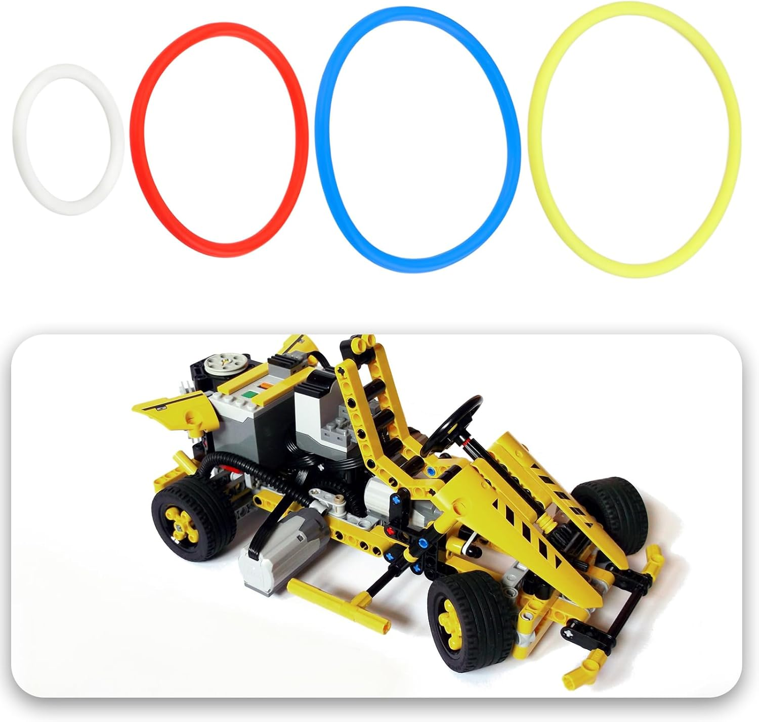 Be in Your Mind 20Pcs Clamping Building Blocks Kit Belt Rubber Band 2X2 3X3 4X4 5X5 Building Block Bricks Rubber Bands Compatible with  85543 85544 85545 85546 Sets image number 4