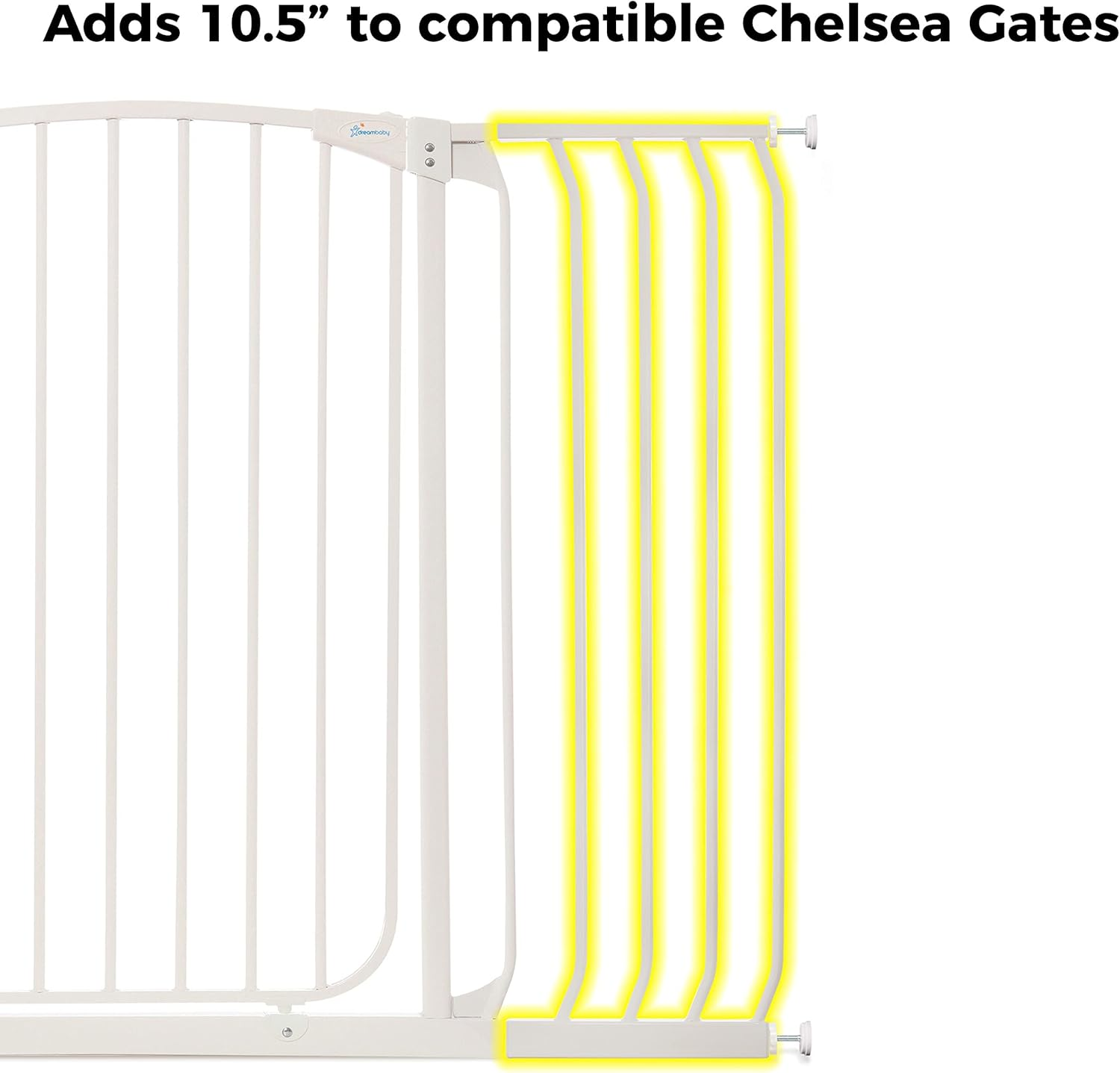 Dreambaby Chelsea Extra-Tall Gate Extension, 27 Cm, White image number 1