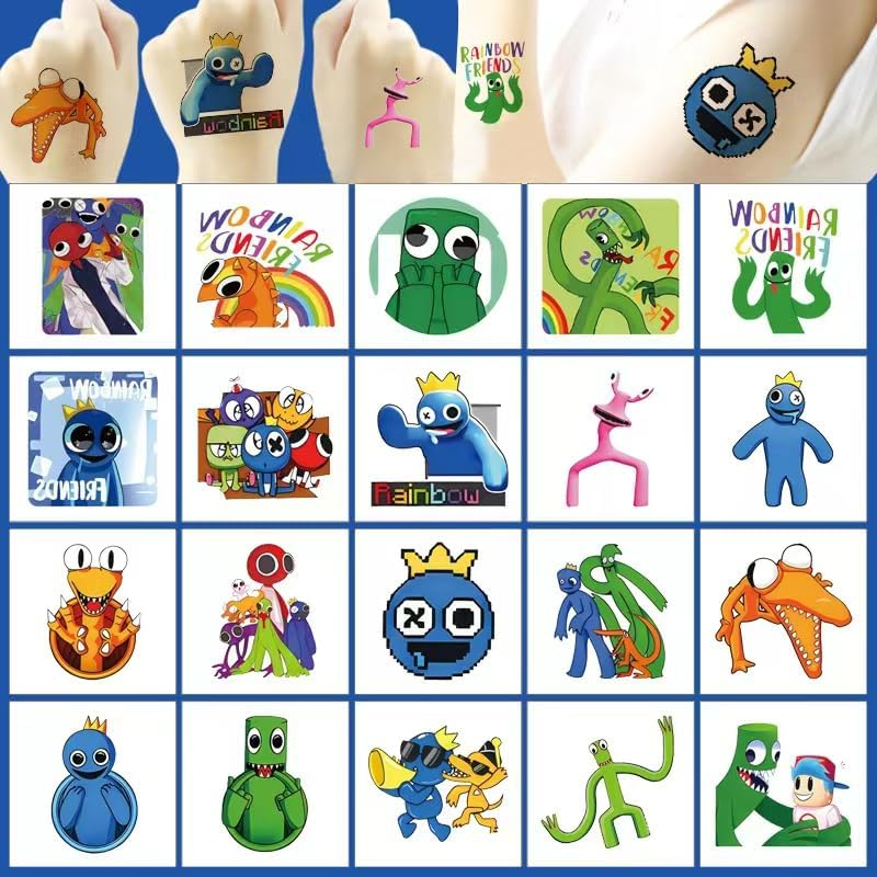 Temporary Tattoos for Kids,40 Pieces,Rainbow Friend Children'S Tattoo Girl Birthday Party Gifts Great Kids Party Accessories Waterproof and Sweatproof 2 X 2 In