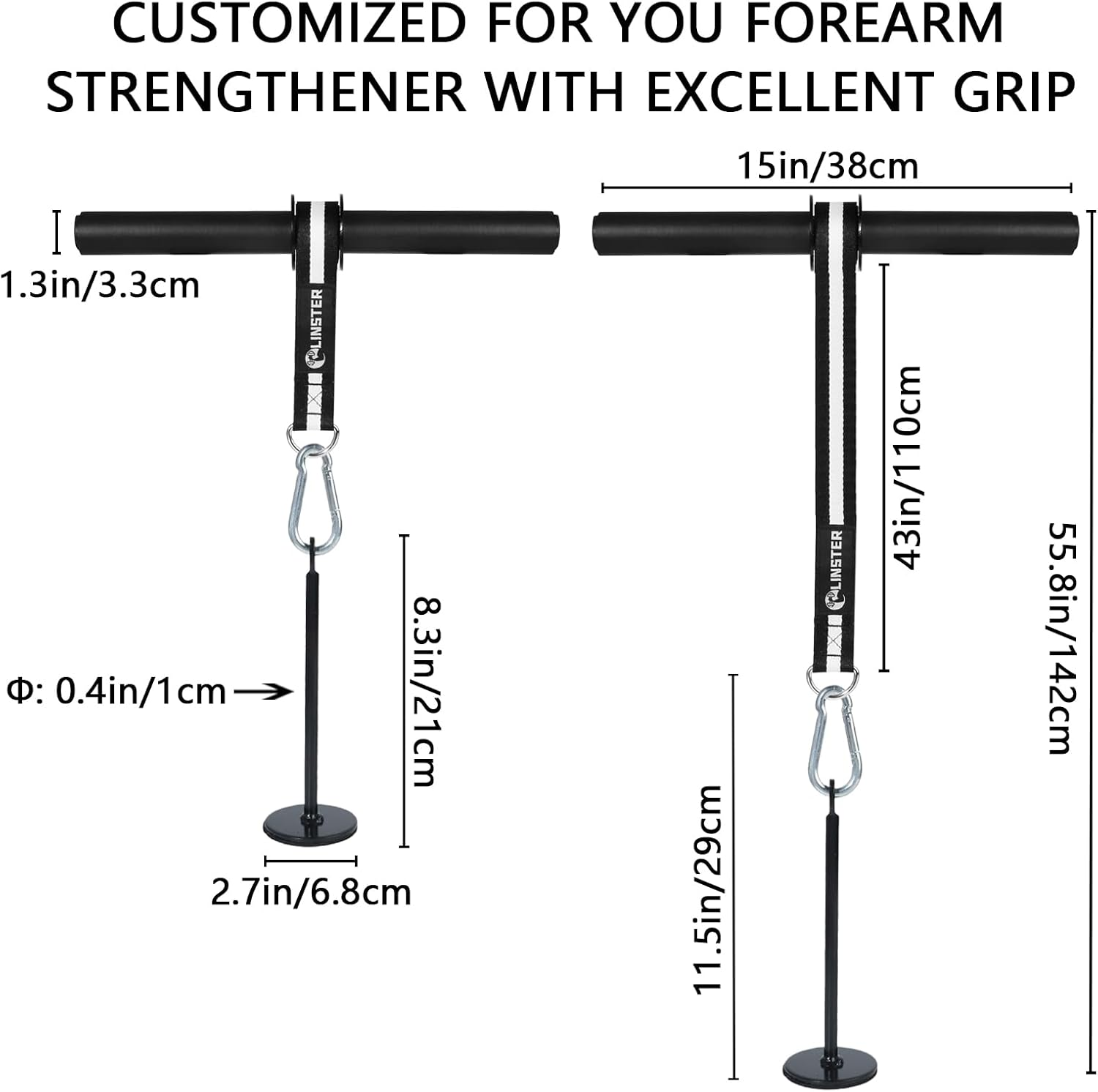 Wrist and Forearm Blaster, Wrist Roller & Forearm Roller for Training with Ultra Strong Nylon Webbing, Arm Strength Training Fitness Equipment Anti-Slip Home Gym Workout image number 4