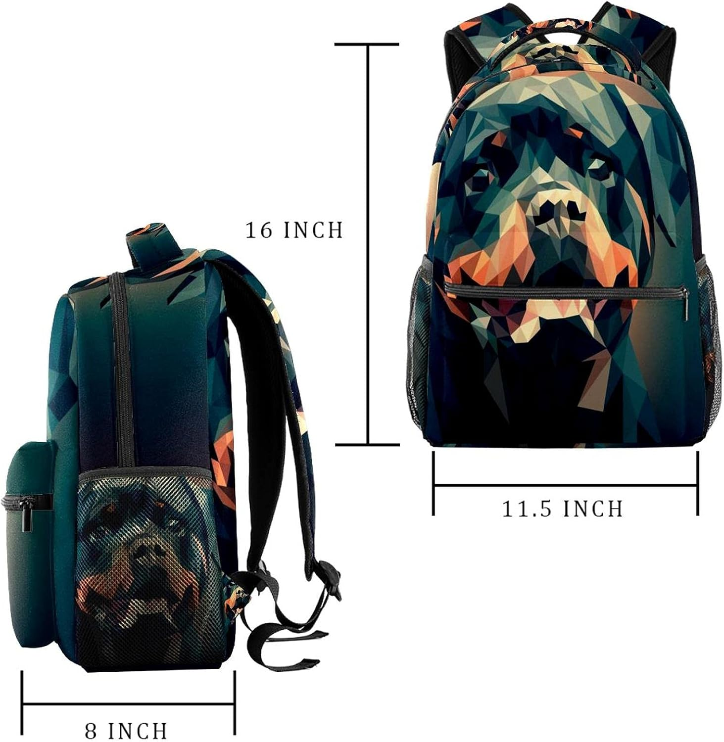 Dog Illustration Background Backpack Students Shoulder Bags Travel Bag College School Tote Backpacks image number 3