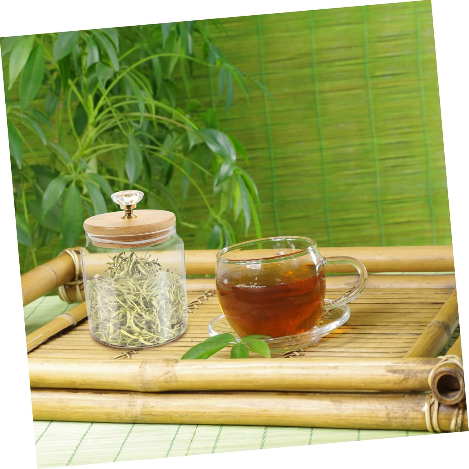 VINTORKY 2Pcs Glass Tea Canisters Loose Tea Canister Multi-Function Container Lid for Kitchen Storage for Dried Fruit and Home Supply image number 3