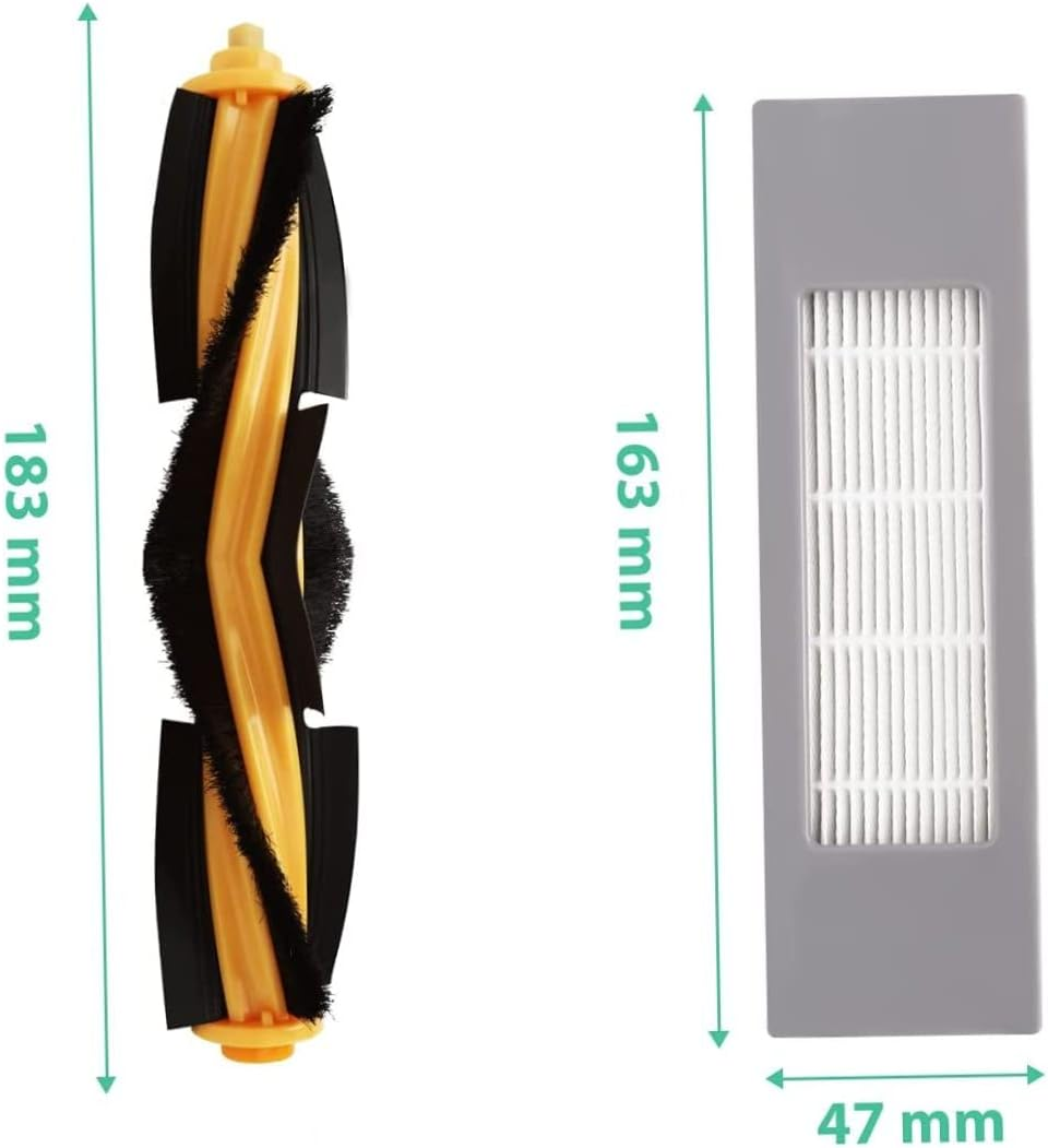 Replacement Parts Compatible with Ecovacs Deebot OZMO T9 T8 T8 Max T8 AIVI T5 N8 N5 Series Robot Vacuum Including 2 Main Roller Brushes, 6 Filters, 6 Side Brushes Roller Brush image number 1