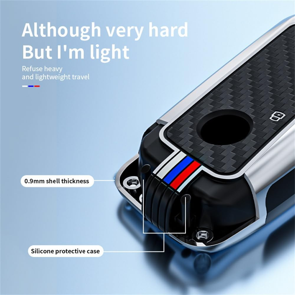 Ontto Luminous Car Key Cover Fit for BMW I7 X7 G07 LCI IX I20 X1 U11 7 Series G70 G09 XM U06 G81 M3 Energy 2023 2024 2025 Metal Smart Shell Case Key Holder Keyring Keychain Accessories Black 2 image number 6