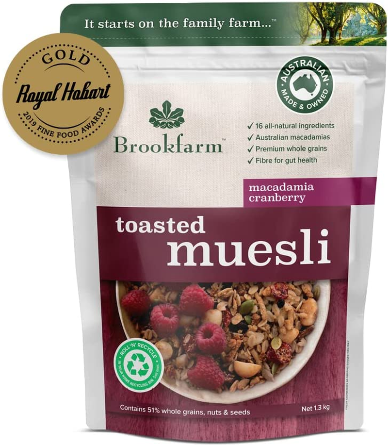 Brookfarm -Toasted Macadamia Muesli with Cranberry -1.3Kg