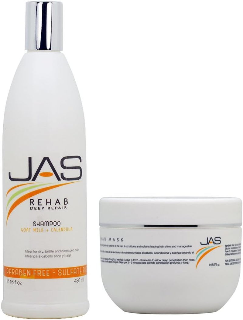 JAS Rehab Deep Repair Shampoo + Mask 16Oz