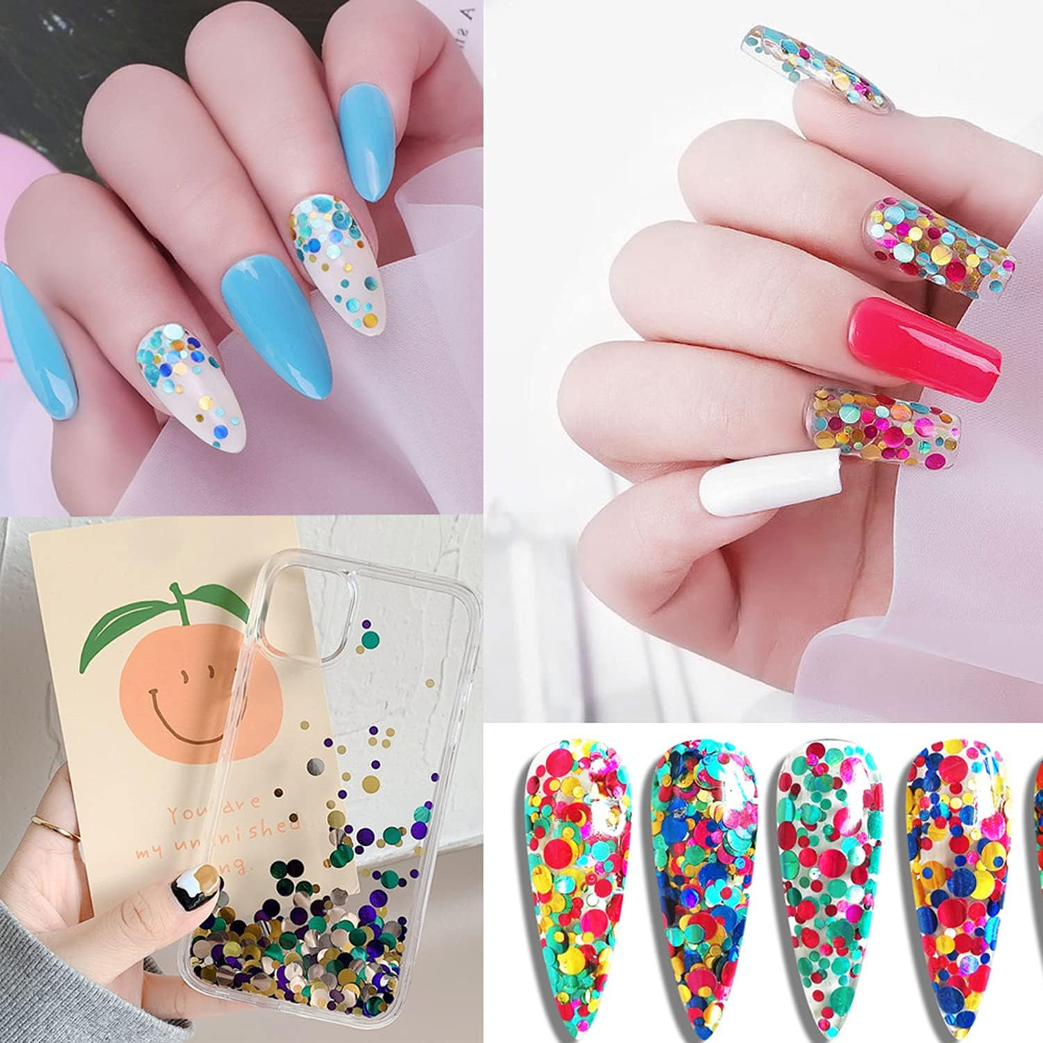 12 Colors Laser Mixed Circle Nail Glitter Sequins 3D Nail Art Accessories Holographic round Shape Flakes Nail Art Design Acrylic Nails Supplies Women Manicure Beauty Decor DIY Crafts Decorations - Silver image number 4