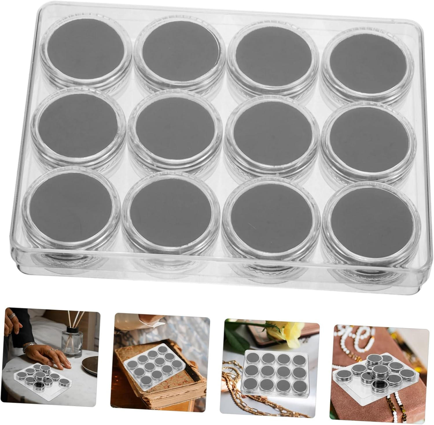 Acrylic Gemstone Display Case Lid round Storage Box for Diamonds Jewelry Organizer for Brooch Pins and Medals for Collectors and Display image number 4