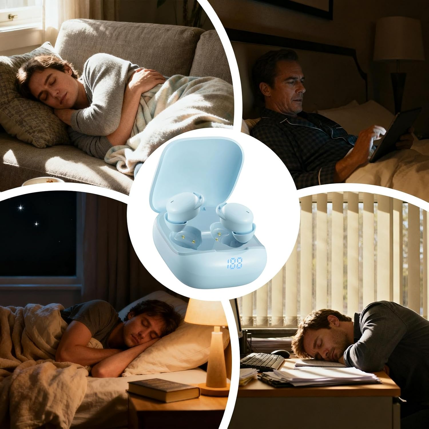 Noise Cancelling Earbuds | Mini Stereo Sound Noise Cancelling Earphones - Hearing Aids Earbuds for Sleeping | for Travel Sports Running Office Home Bed Indoor Climbing Camping - Orange image number 2