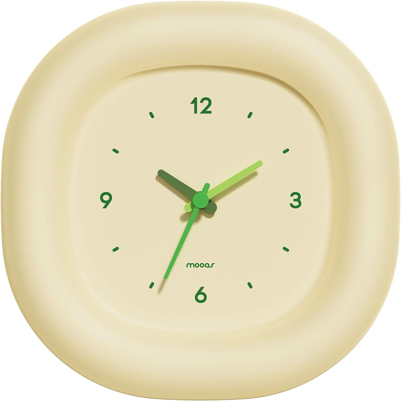 Mooas Cute Mini Analog Marshmallow Clock 6.9 Inch Aesthetic Small Silent Bedside Desk Clock Battery Operated Non-Ticking Shelf Clocks for D&eacute;cor Livingroom Bedroom Kitchen Desktop Gift Clock(Yellow)