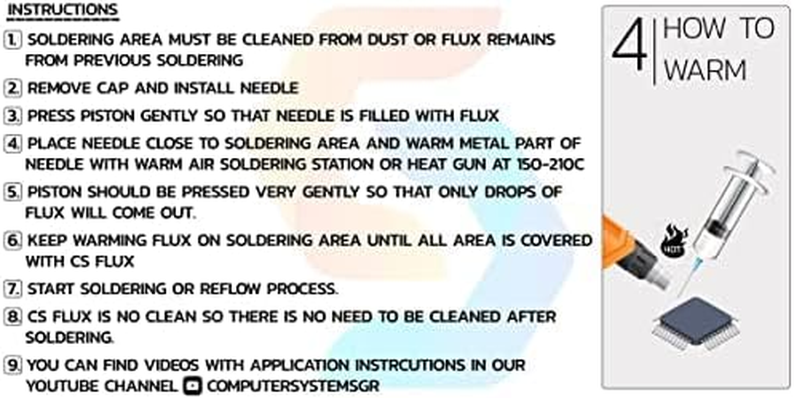 CS-FLUX 5G Low Viscosity Halogen Free Lead Free Liquid Flux for BGA Component Rework Reballing Reflow Ideal for VGA GPU Repairs and Microsoldering image number 4
