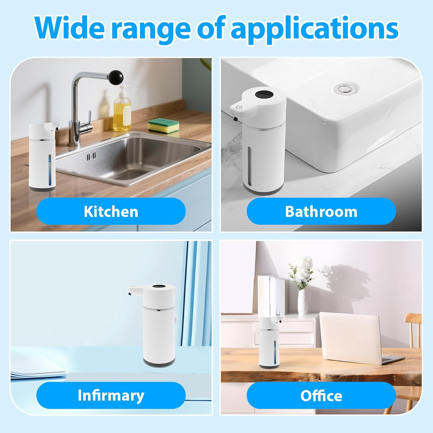 Automatic Soap Dispenser 14.2 Oz Capacity Foaming Soap Dispenser for Hand Sanitizer Shampoo Body Wash (White) - White image number 5