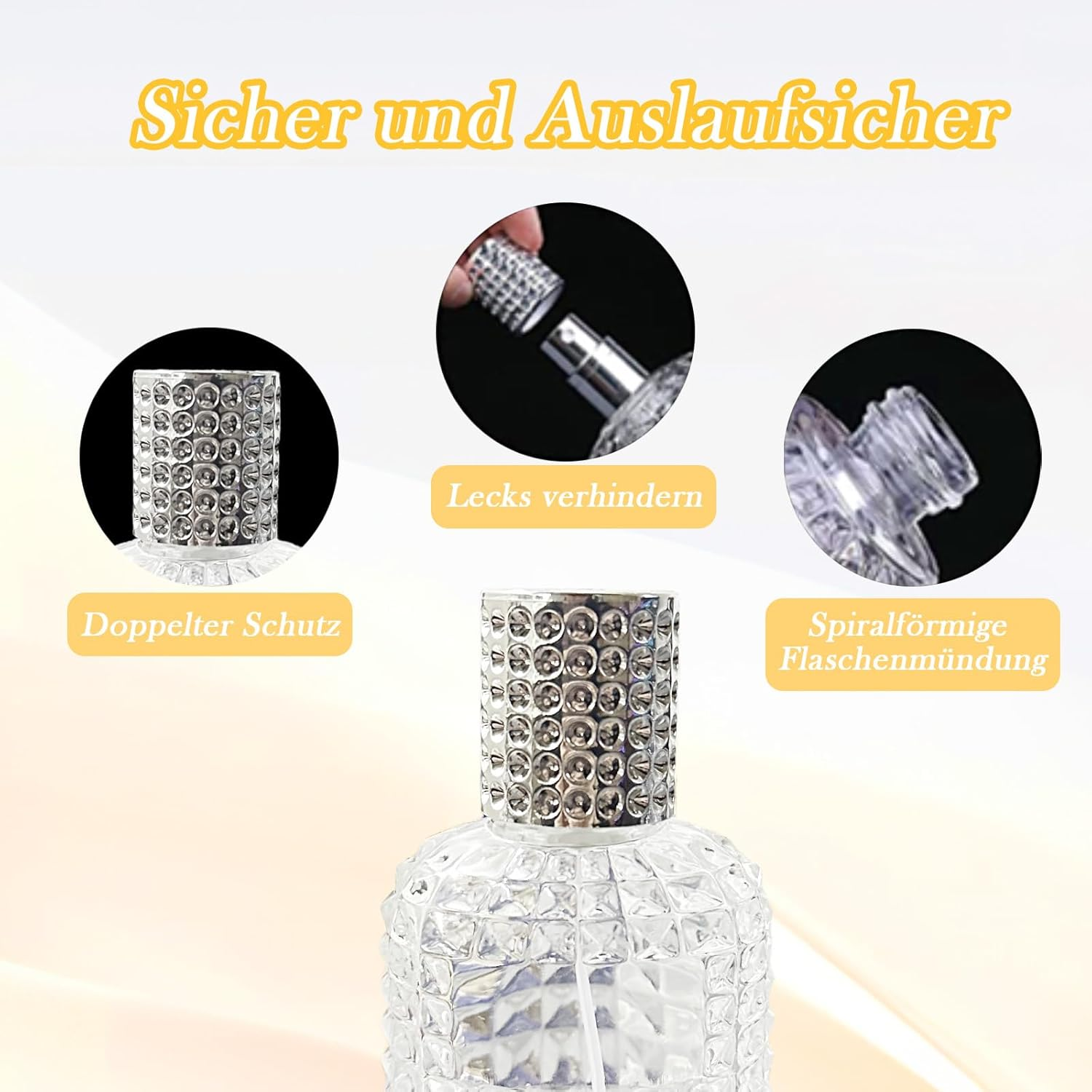 XUSSMM Pack of 2 Perfume Atomisers, Refillable, Pineapple Perfume Bottle, Empty, Portable Spray Bottle for Men and Women with Perfume Atomiser, Funnels and Caps for Perfume, Travel, Cosmetics (50 Ml, image number 3