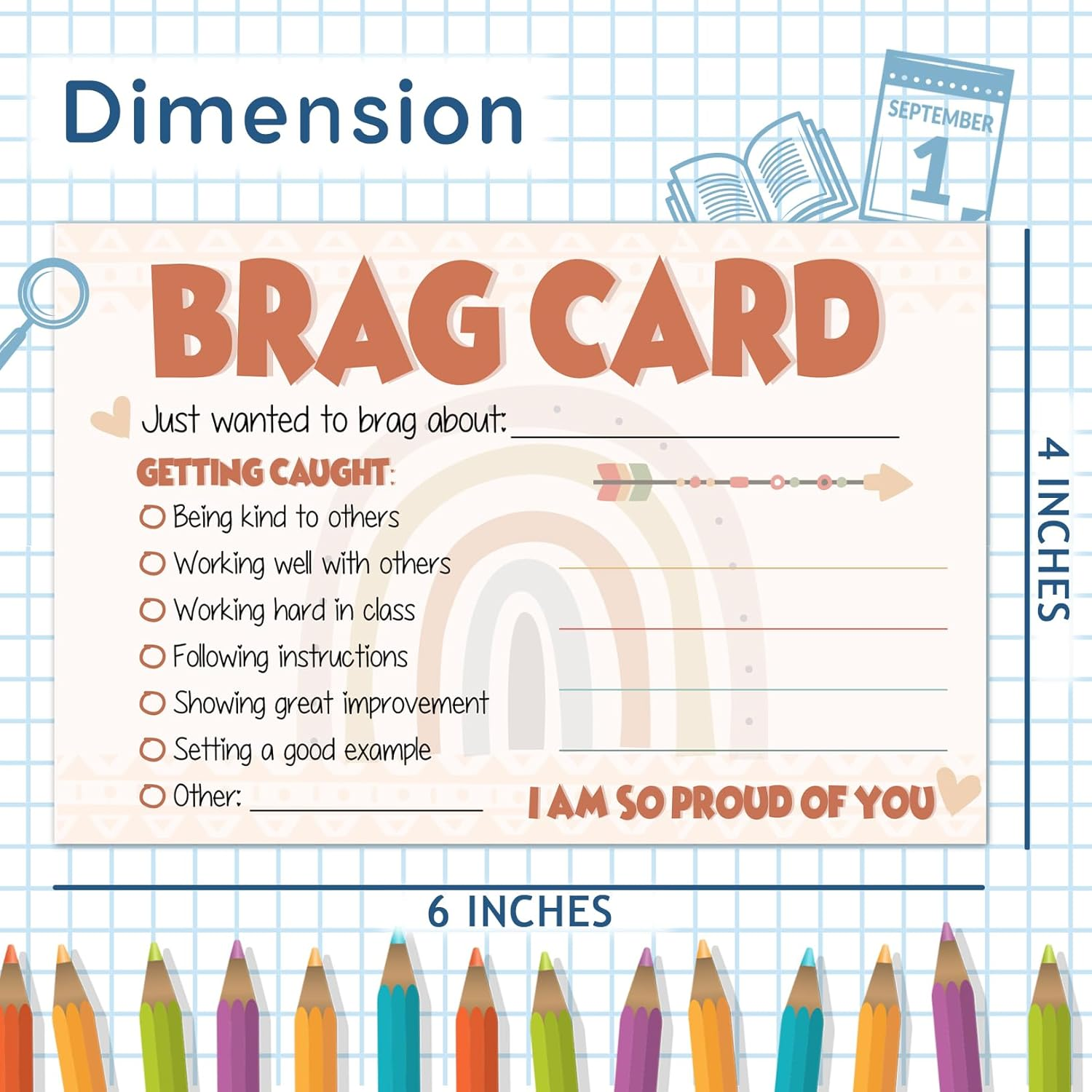 LOVEDMORE Boho Classroom Brag Cards for Teachers, Preschool, Elementary Classroom Incentives Cards for Students image number 6