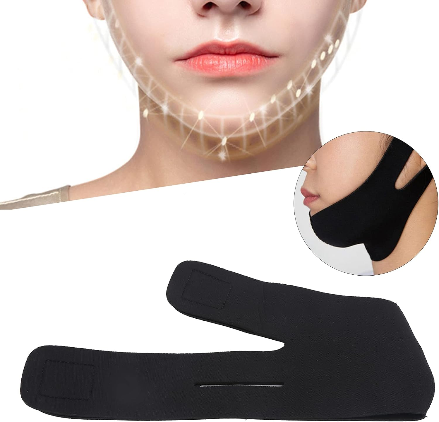 Double Chin Reducer, Reusable V Line Mask, Facial Slimming Strap, Face Lifting Belt, V Shaped Slimming Face Mask, Chin up Mask, Lifting Bandage, Neck and Chin Compression Garment Wrap image number 4