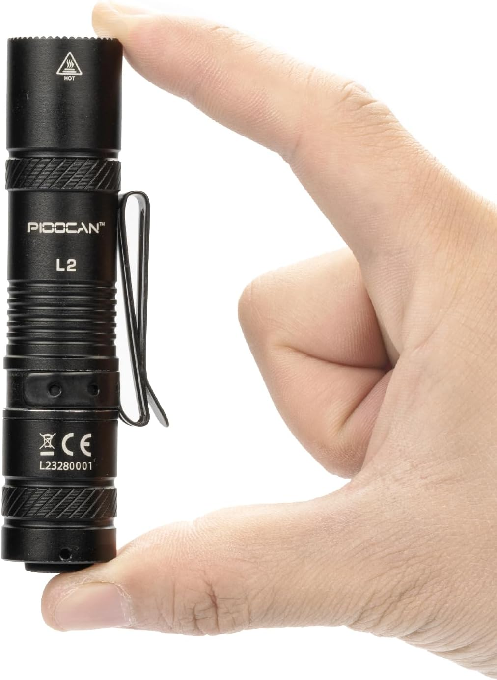 PIOOCAN Small Torch, 1200 Lumens, Mini Torch LED Rechargeable, EDC Tactical Torches, 4 Modes, Compatible with One AA Battery for Camping, Hiking, Repair and Emergency (Black) image number 5