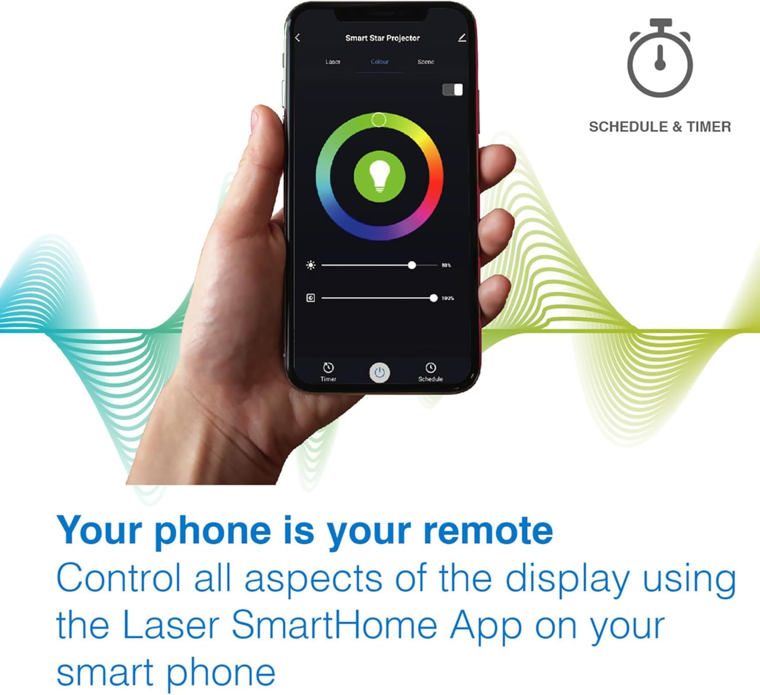 Laser Star Projector Night Light with Colour-Changing LED & Timer for Kids Room