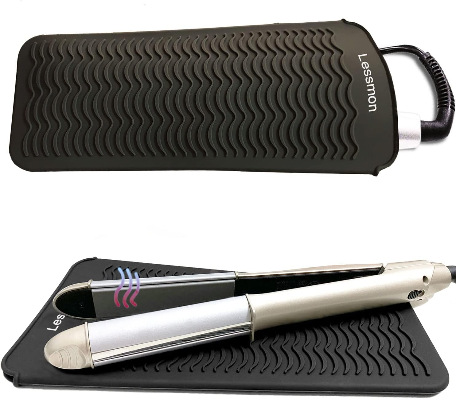 Heat-Resistant Silicone Mat Bag, Mat Cover for Curling Irons, Straighteners, Straighteners and Other Hot Hair Tools, Height 28.5 Cm and Width 14 Cm, Black image number 1