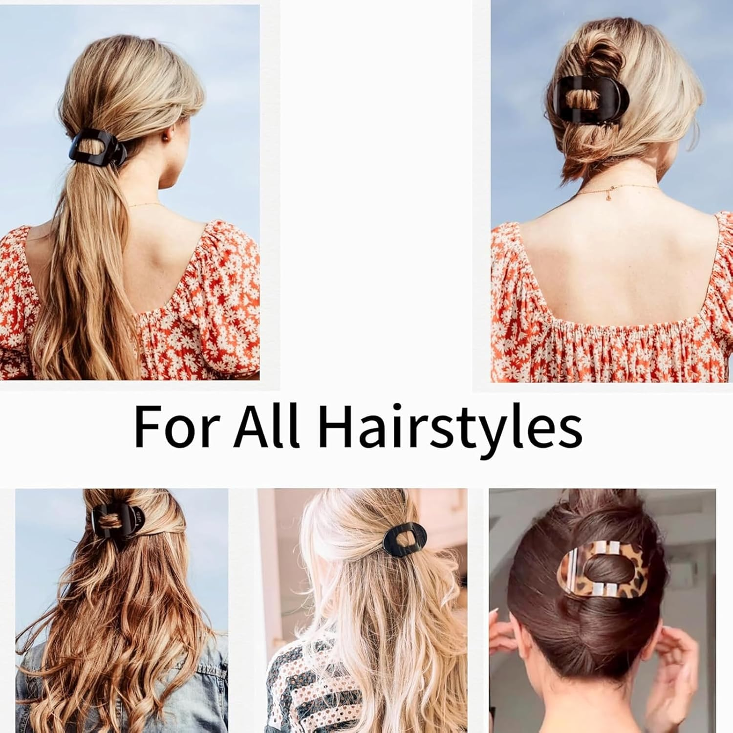 5 Pcs Flat Hair Clips French round Lay down Claw Clips for Women, Duckbill Design Strong Hold Clip, Flat Claw Barrettes for Thick/Thin Hair, Comfortable for Driving/Lying, Stylish Hair Accessories (5) image number 3