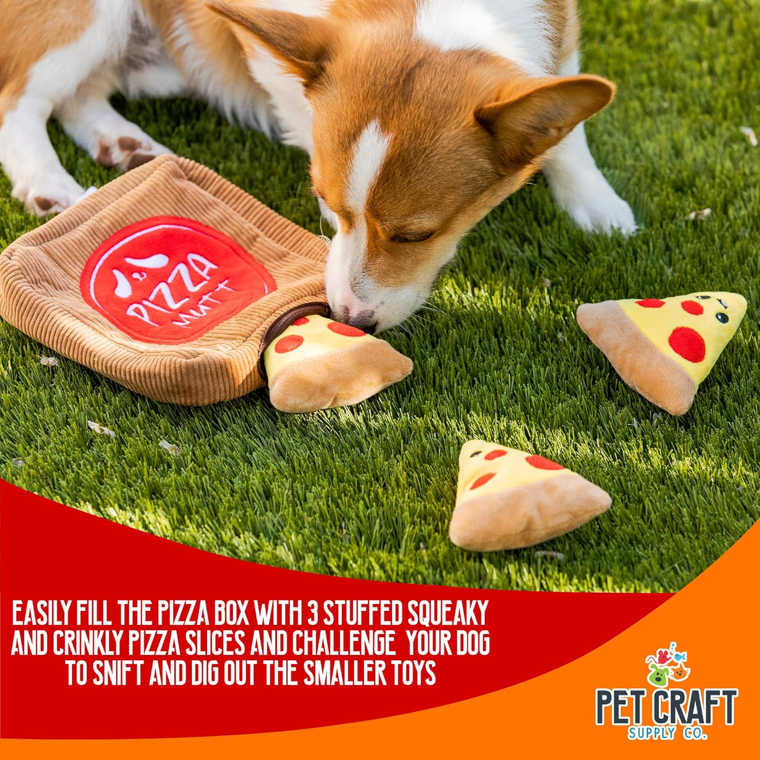 Pet Craft Multipiece Dog Toy- Pizza Box image number 1