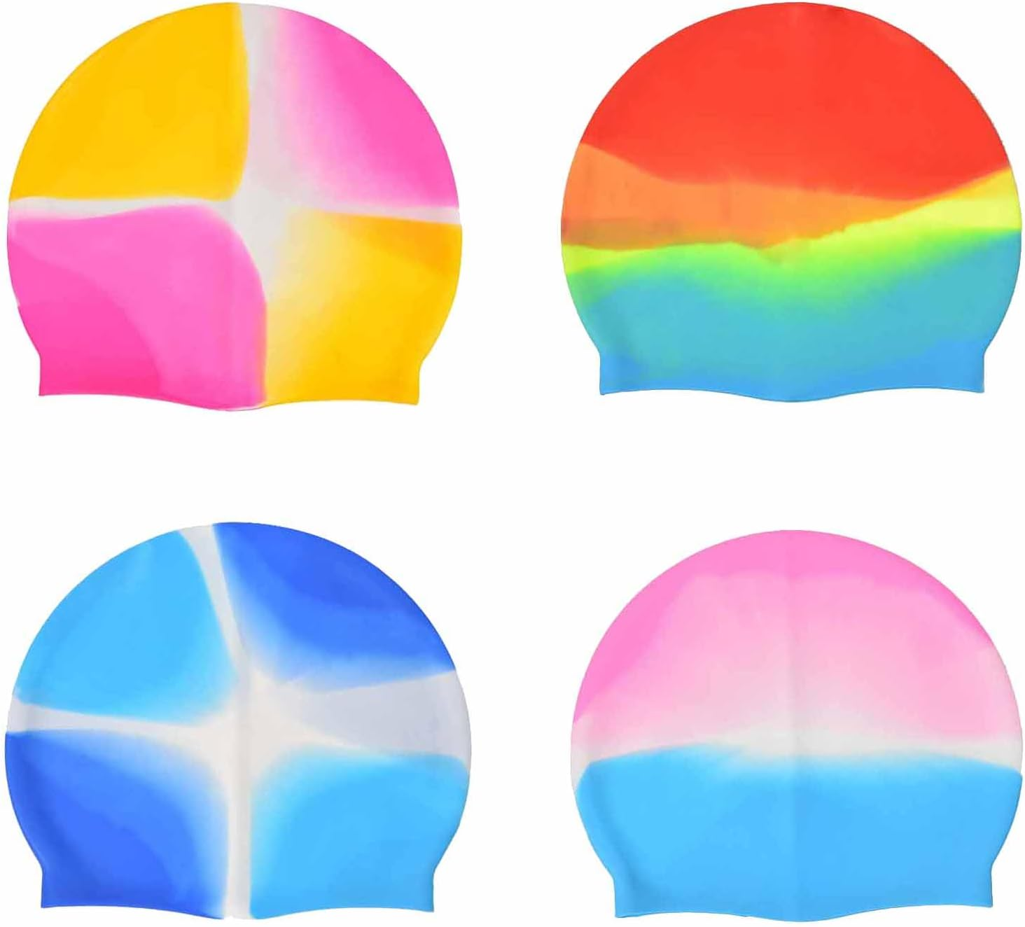 LERTREE 2 Pcs Silicone Swimming Cap for Adults Unisex Flexible Swim Hats Bright Colour Swimming Cap for Men and Women Beach Pool Wear image number 2