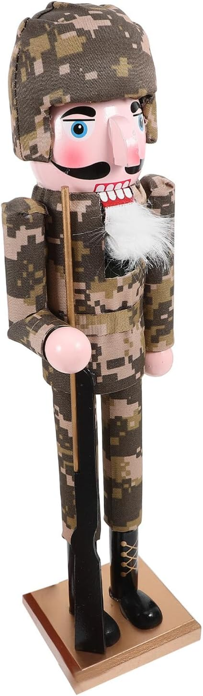 MAGICLULU Christmas Nutcracker Soldier Decor Traditional Wooden Nutcracker Figure Camouflage Soldier Design Unique Holiday Decoration for Home Weddings and Festive Celebrations image number 2