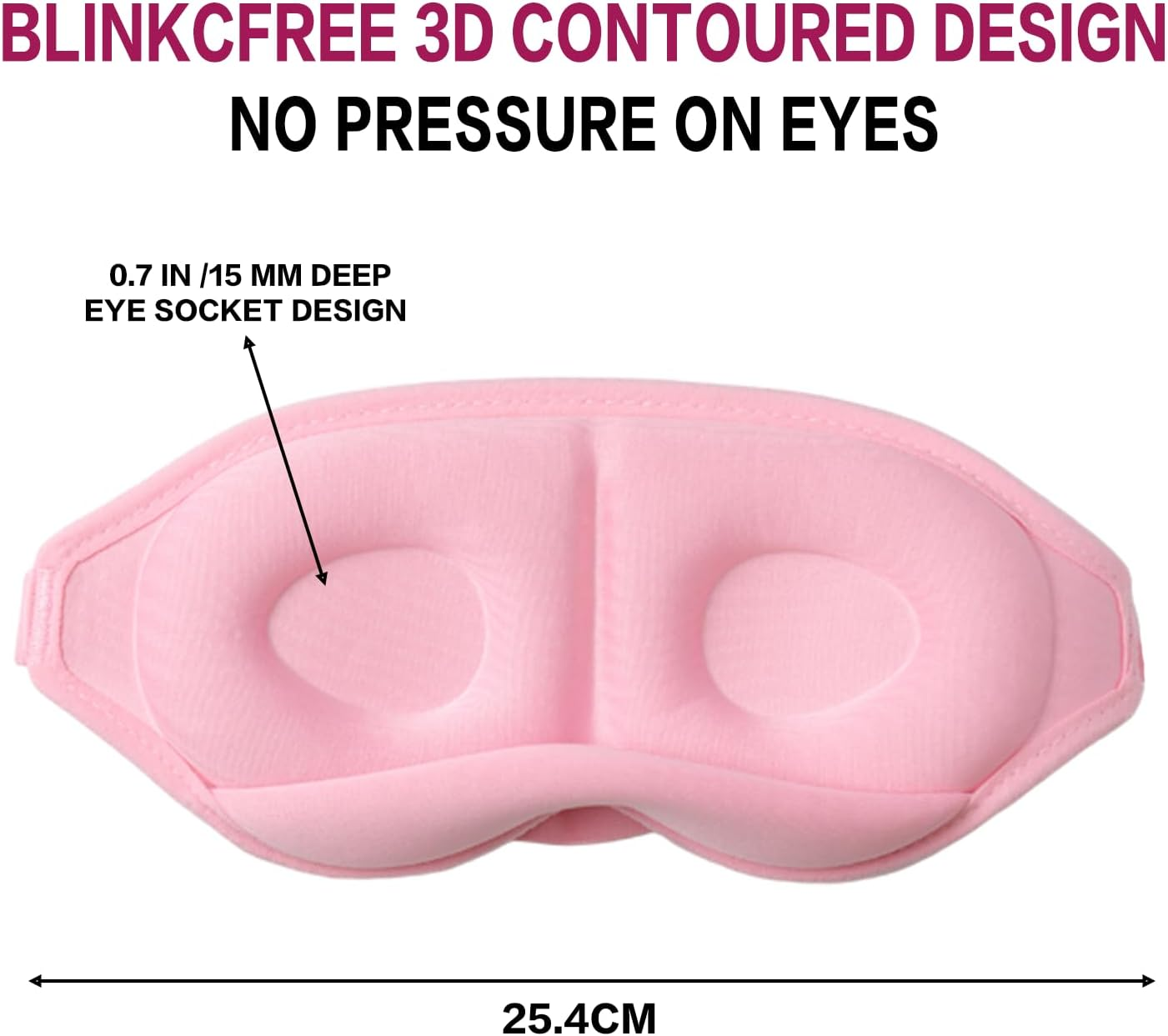 Sleep Mask for Men & Women &ndash; 2 Pack 3D Contoured Eye Mask with Adjustable Strap, Soft Breathable Night Blindfold for Sleeping, Travel, Yoga & Nap (Pink & Black) image number 2