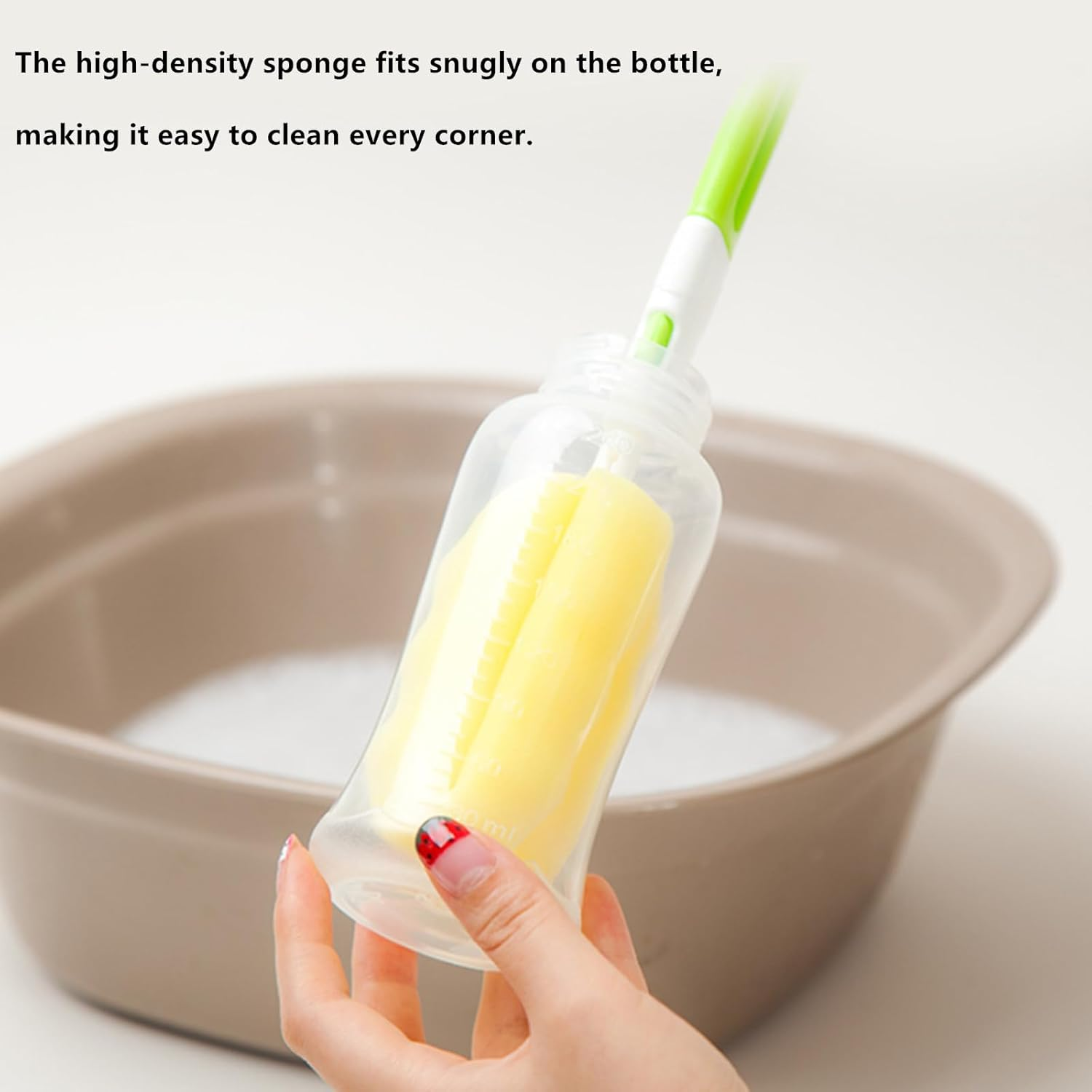 6Pcs Pink Baby Bottle Cleaner Brush Set, Pacifier Brush and Straw Brush, Long Handle Sponge Bottle Brush. image number 3