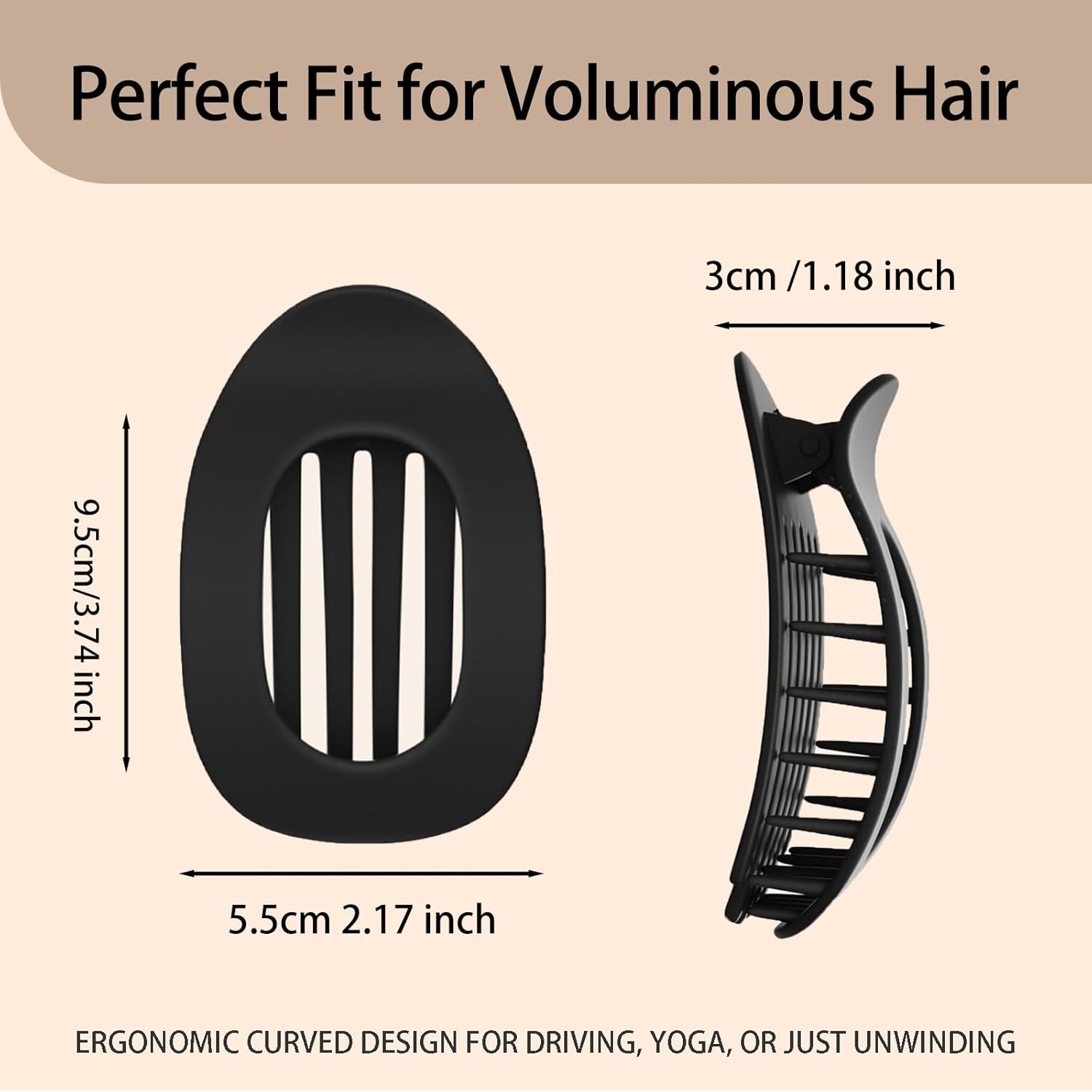 NBPIY 4 Pack Flat Hair Clips for Women, Strong Hold Curved Claw Clips with No Slip Grip, Hair Accessories for All Hair Types, for Lying down and Driving (Matte) - Glossy image number 5