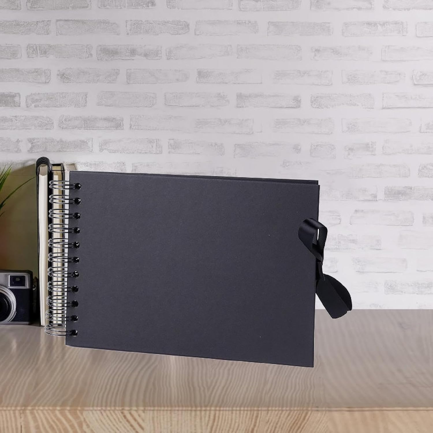 Scrapbook Album Scrapbook Photo Album Wedding Guest Book Memory Book Photo Book Paper Bowknot Decorative DIY Suitable for Birthday Adventure, Black image number 5