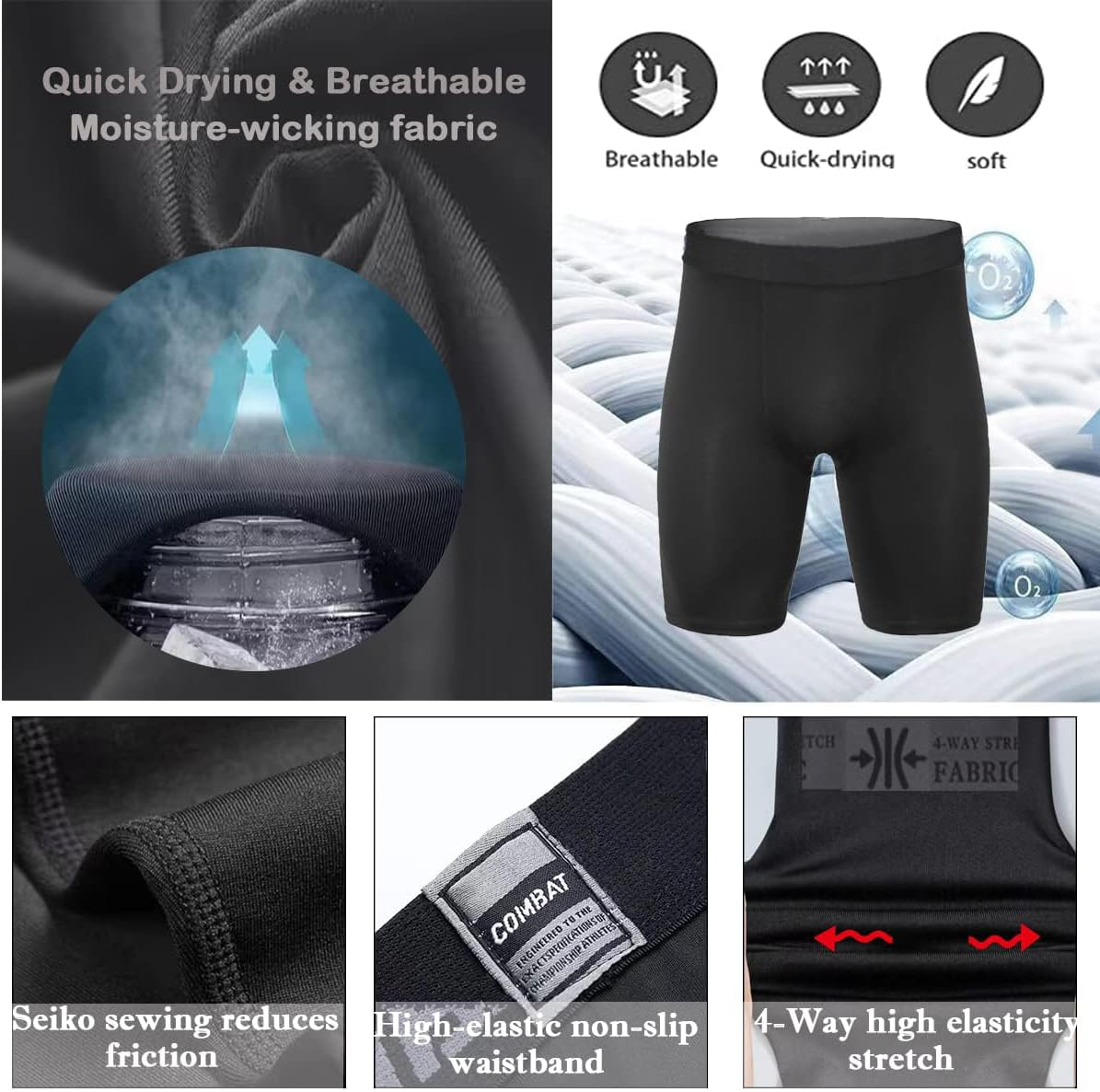 Men'S Compression Shorts Tight Base Layer Running Athletic Underwear Quick-Drying Sports Shorts Running Shorts image number 6