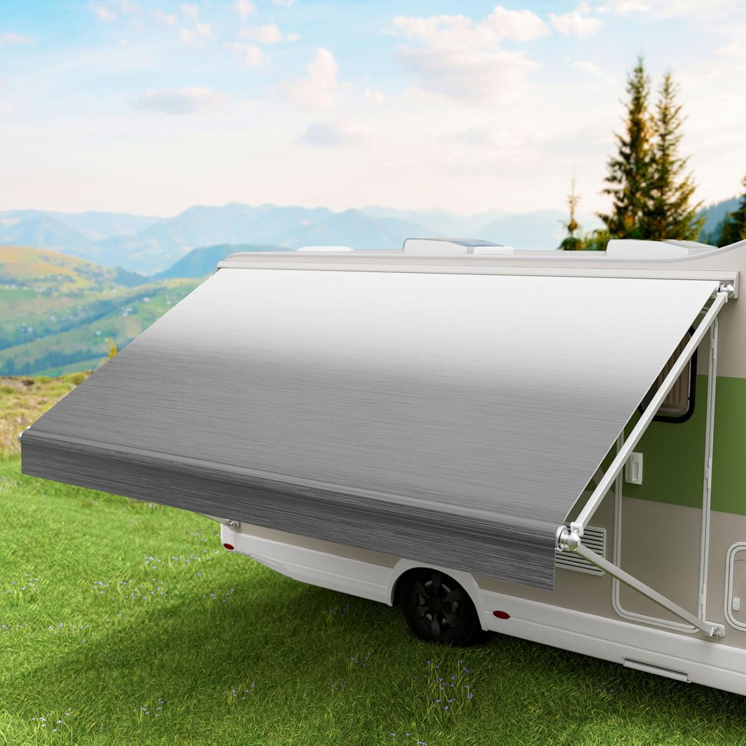 14FT RV Awning Fabric Replacement, Heavy Duty Weatherproof Anit-Uv 4-Ply 18.05Oz Vinyl, Shading Roll Out Suit Camper Caravan, Universal Outdoor Canopy for Camper, Trailer, and Motorhome image number 5