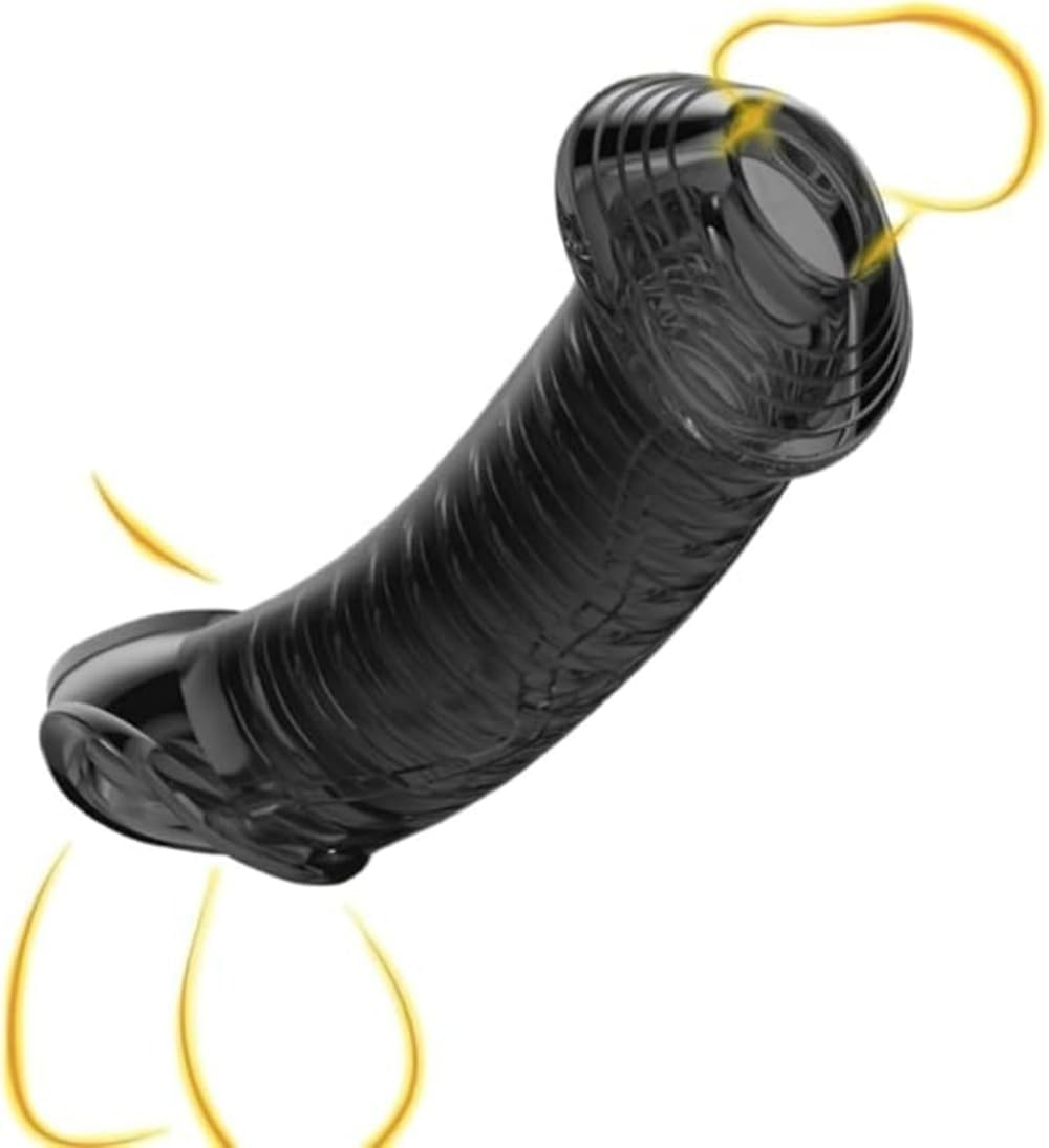 Silicone Penis Rings Sheath Male Penis Sleeve Girth Reusable Penis Sleeve Extender Enlarger Enhancing for Adult Men image number 6