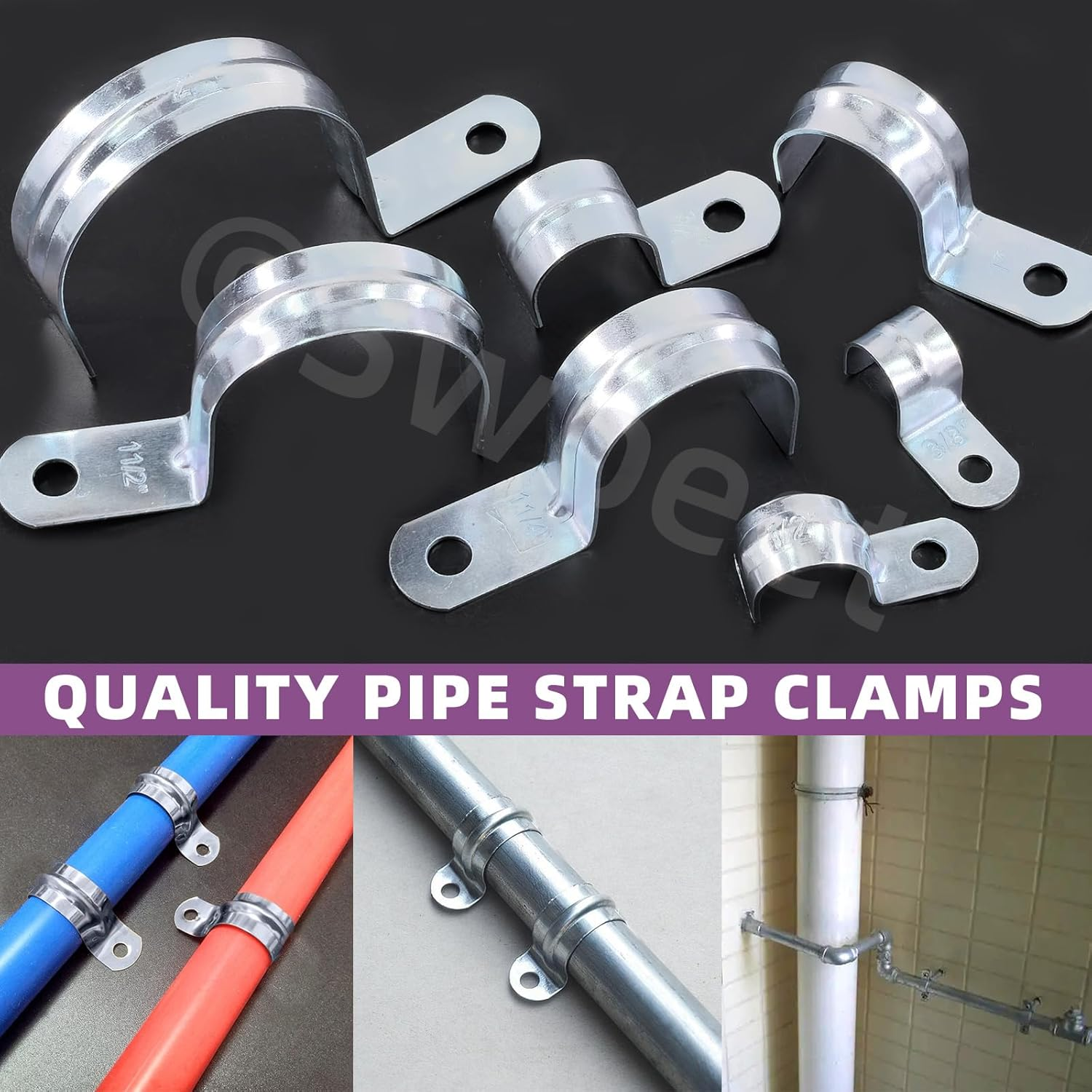 Swpeet 30Pcs 1"(25Mm) Zinc Plated One Hole EMT Pipe Strap Kit, Pipe Straps U Bracket Tube Strap Pipe Clamp 1 Hole Snap on Pipe Strap Conduit Clamps Tension Clips for Fixing EMT Conduit Pipe image number 6