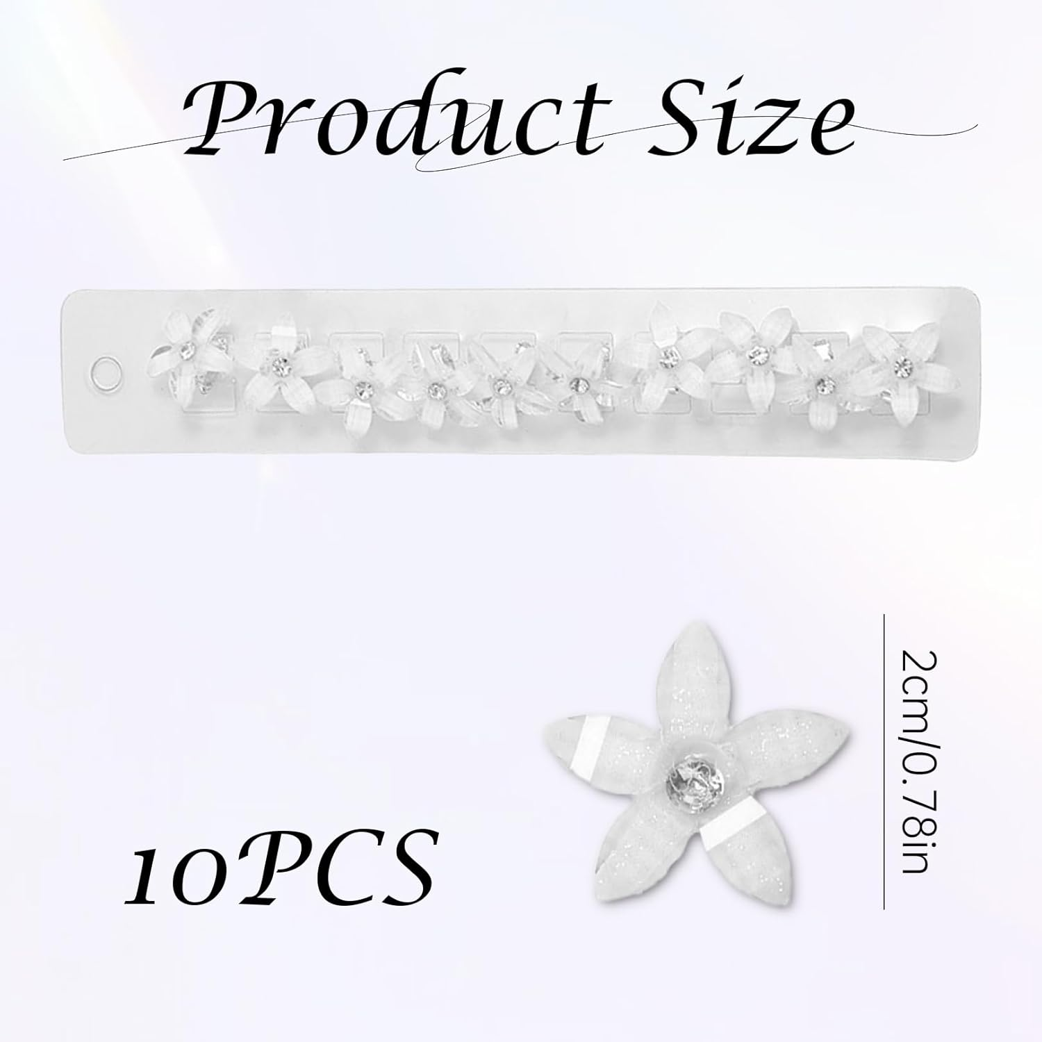 Pack of 10 Flower Hair Clips, Small Hair Clips, Girls' Hair Accessories with Rhinestones, Small Accessories Hair Clip, Flower Hair Accessories, Orchid Hair Clip Set, for Girls and Women (White) image number 5
