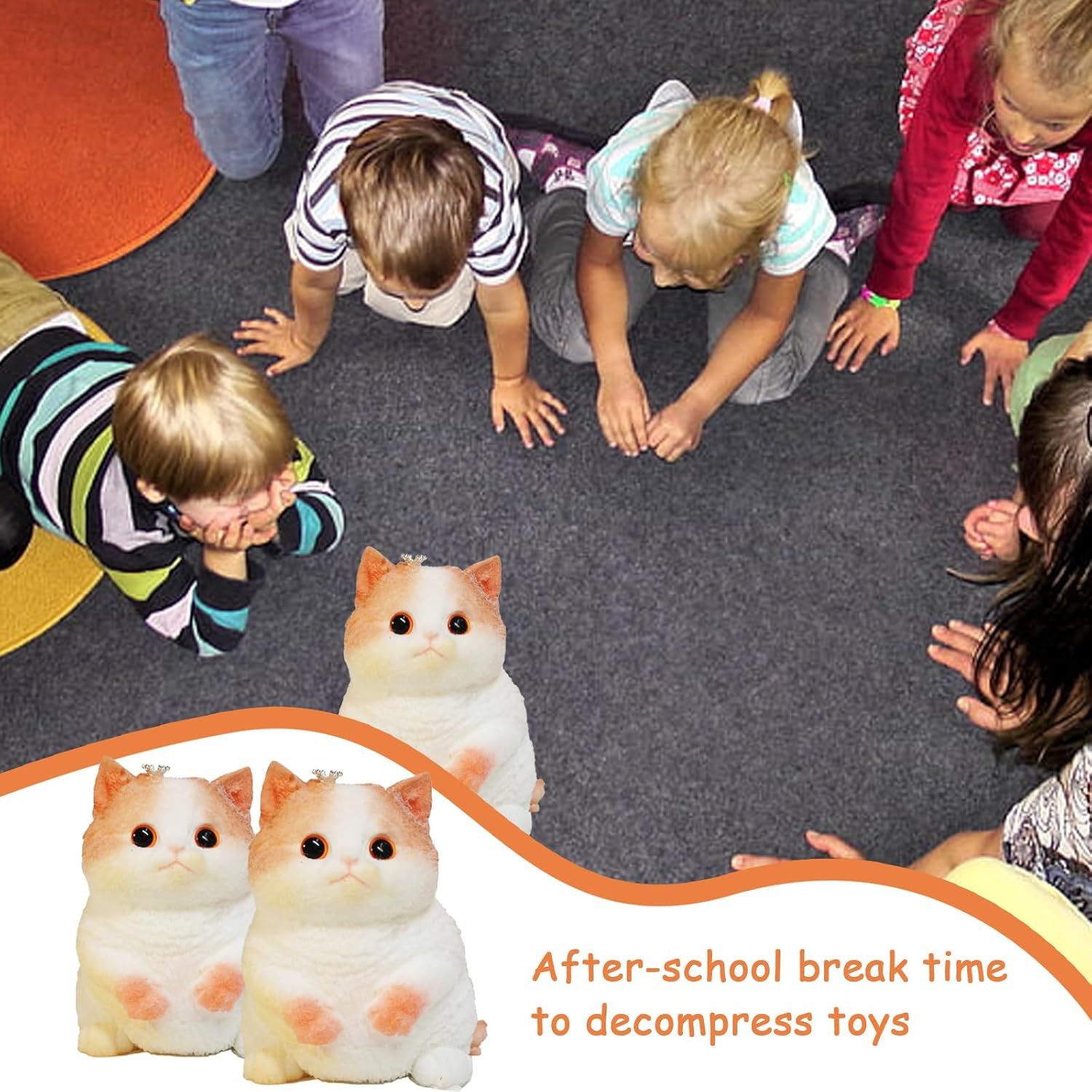 Taba Giant Cat Squishy for Kids Adults, Big Furry Cat Squishy Toys for Stress Relief, Super Soft Squeeze Fidget Toy (Crown Cat) image number 2