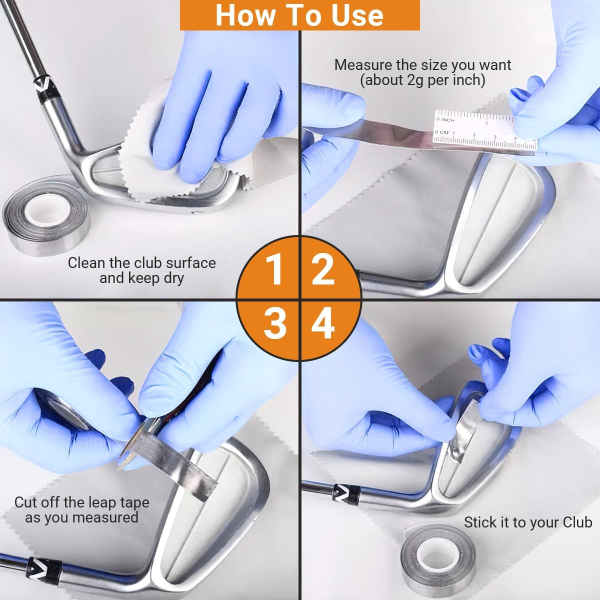 Yeshom Golf Lead Tape, Add Swing Weights 2 Grams per Inch Golfing Adhesive Accessories for Golf Clubs, Pickleball Paddle, Tennis Racket Grips image number 1