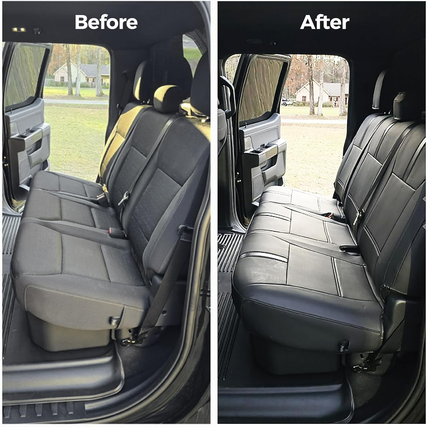 Creekt&reg; Full Set Seat Covers for Ford F150 2015-2025, Waterproof Pickup Custom Fit Faux Leather Seat Covers for Ford F-150 Accessories, for F150 2021 2022 2023 2024 2025 Super Crew/Crew Cab(Xl,Xlt) image number 4