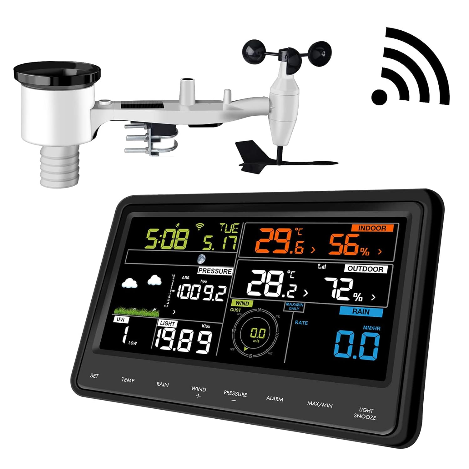 ECOWITT Weather Stations Combo, Includes Digital LCD Wi-Fi Color Display Console WS2910_C and 7-In-1 Wireless Outdoor Sensor Array WS69, for Home Garden Farm, 433 Mhz image number 4
